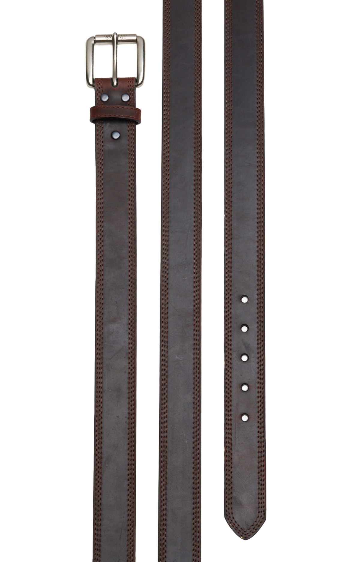 Ariat Men's Dark Copper Brown Triple Stitch Basic Western Belt - Image 1