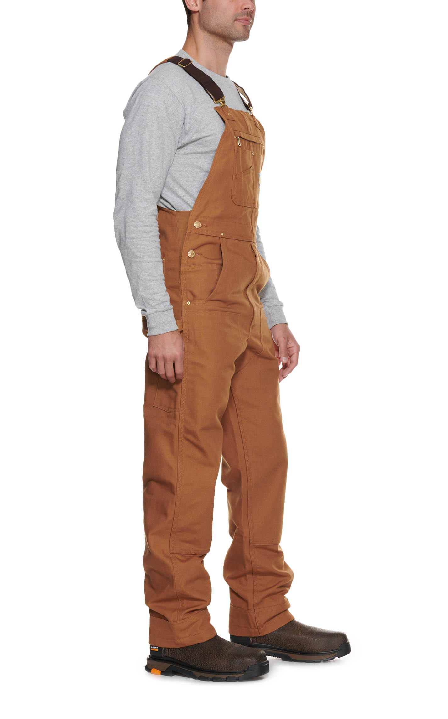 Carhartt Brown Duck Unlined Bib Overalls - Image 1