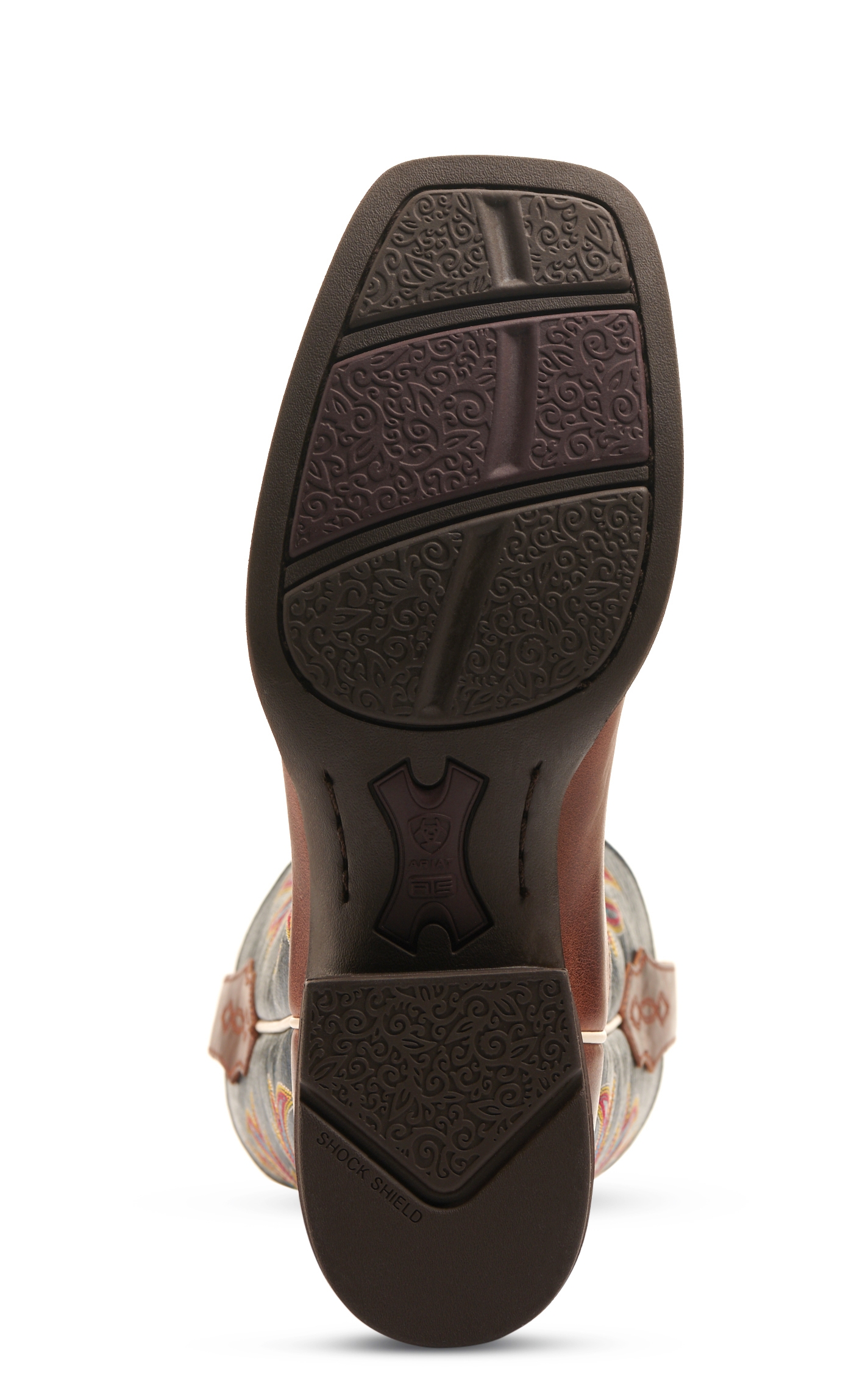 Ariat Women's West Bound Russet Rebel and Crackle Navy Shock Shield Wide Square Toe Cowboy Boots - Image 1