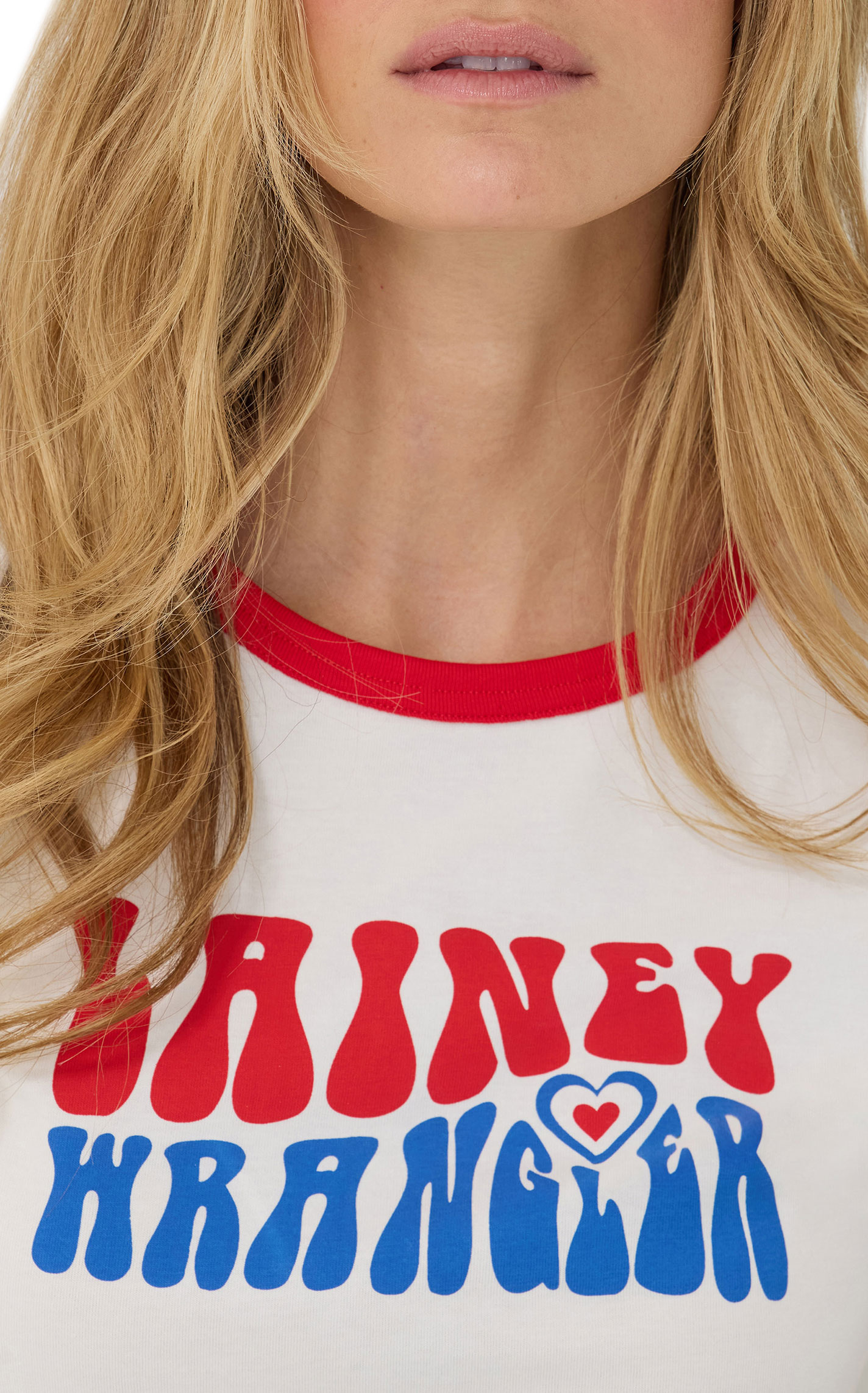 Wrangler & Lainey Wilson Women's Red White & Blue Retro Graphic T-Shirt - Image 1