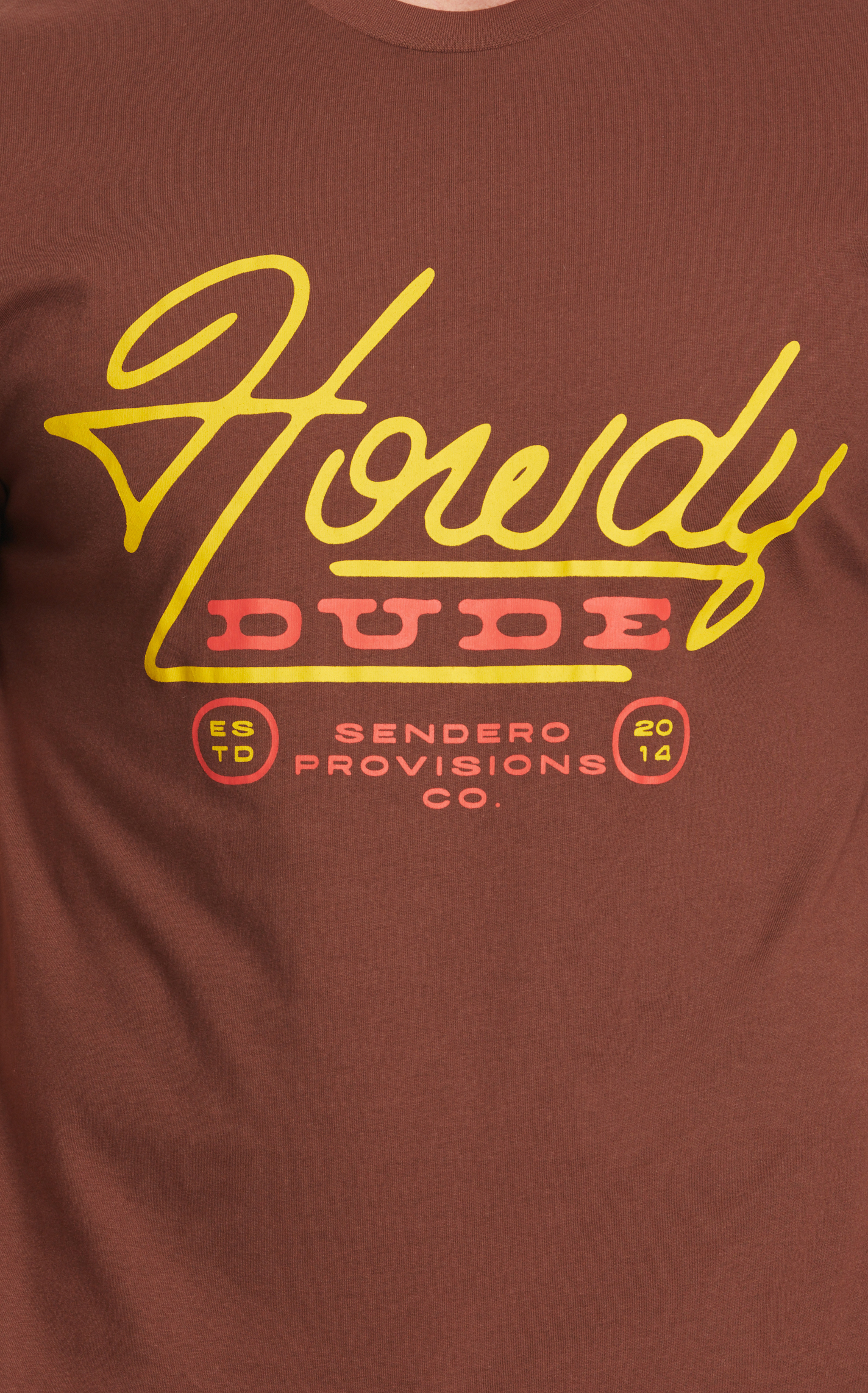 Sendero Provisions Co. Men's Chocolate Howdy Dude Logo Graphic Short Sleeve T-Shirt - Image 1