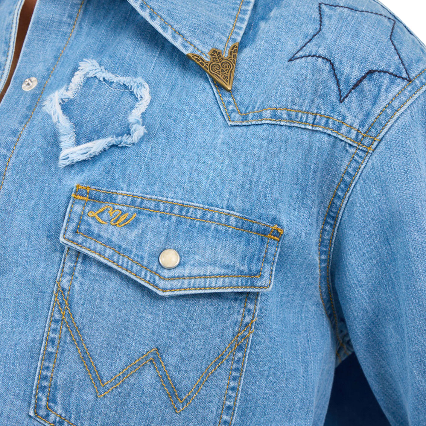 Wrangler Women's Novelty Stars Denim Top - Image 1