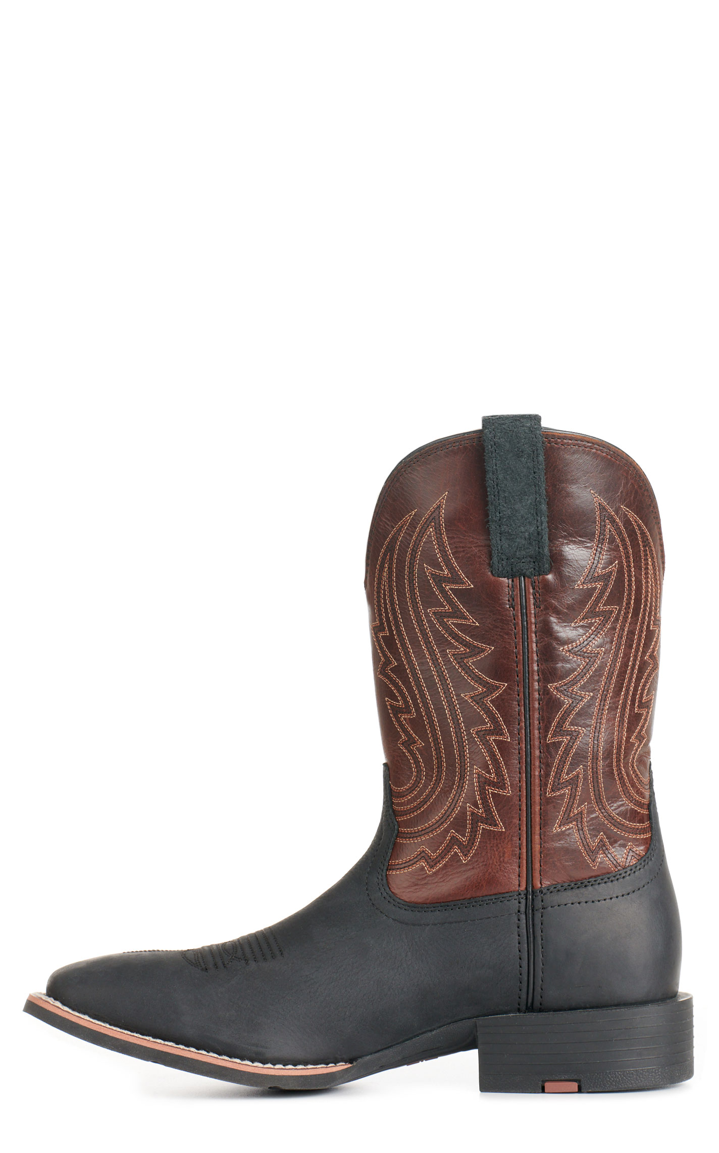 Ariat Men's Sport Big Country Black and Mahogany Wide Square Toe Cowboy Boots - Image 1