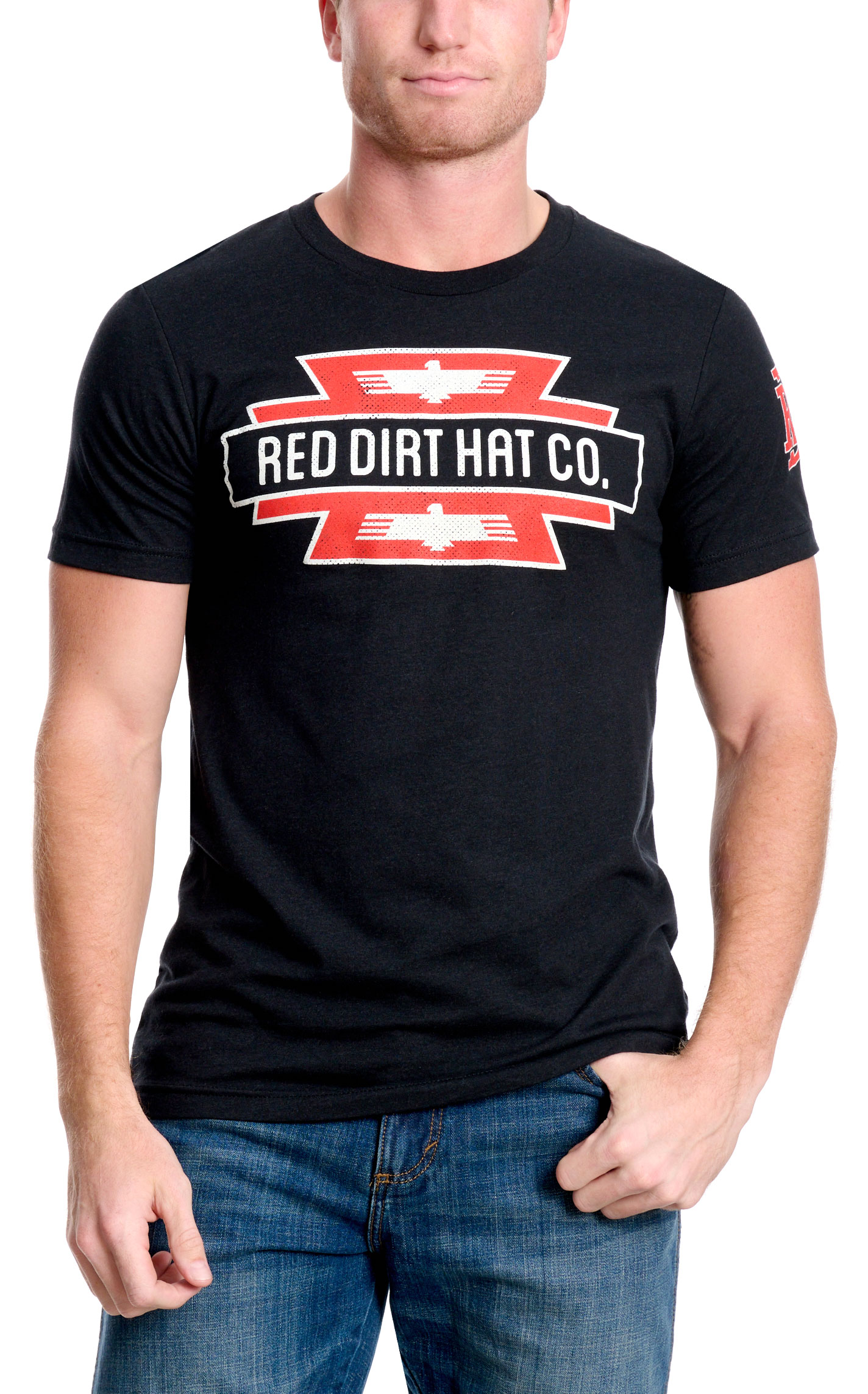 Red Dirt Hat Co. Men's Black Thunderbird Logo Graphic T-Shirt - Image 1