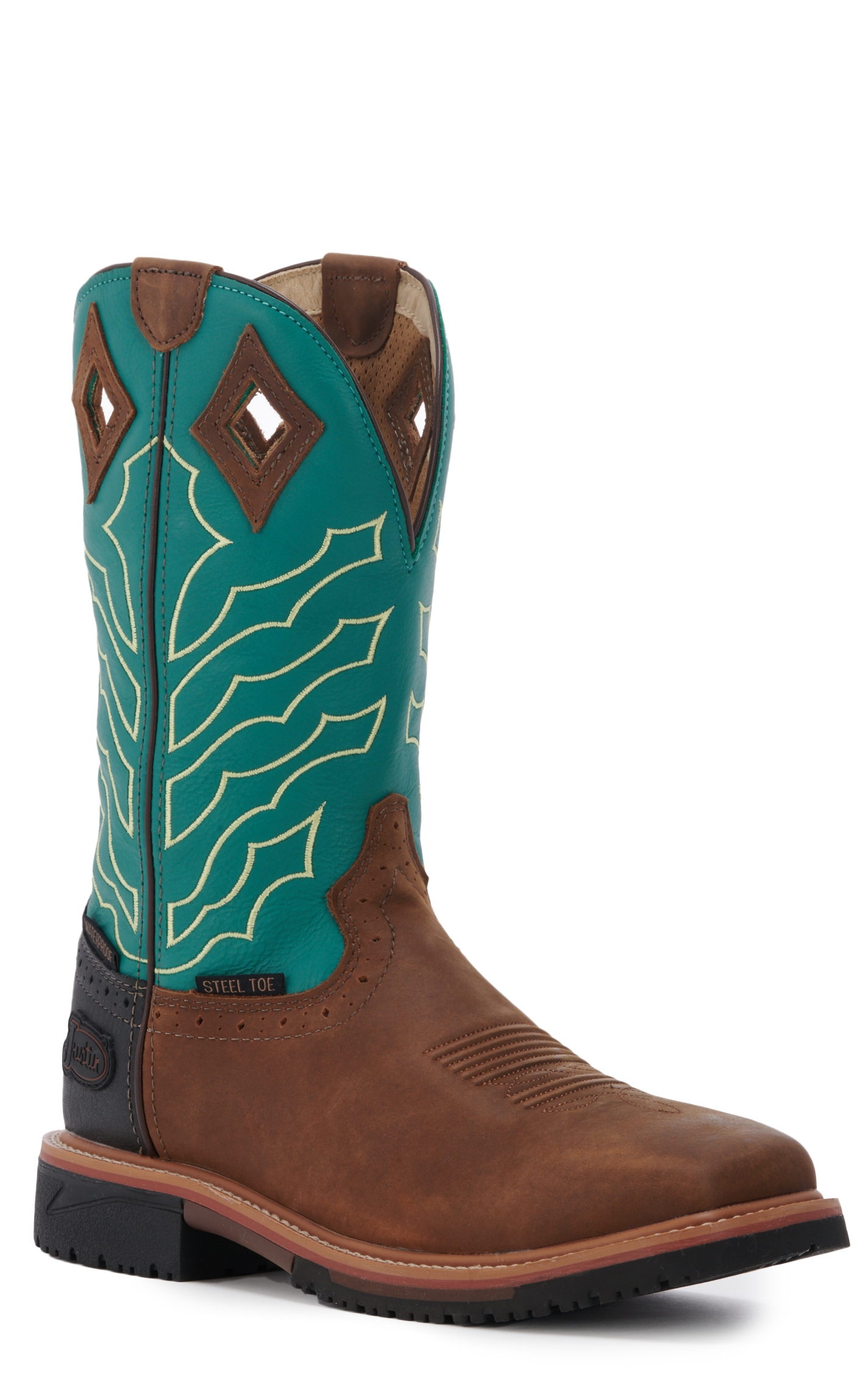 Justin Men's Hybrid Derrickman Waterproof Square Steel Toe Work Boots - Image 1