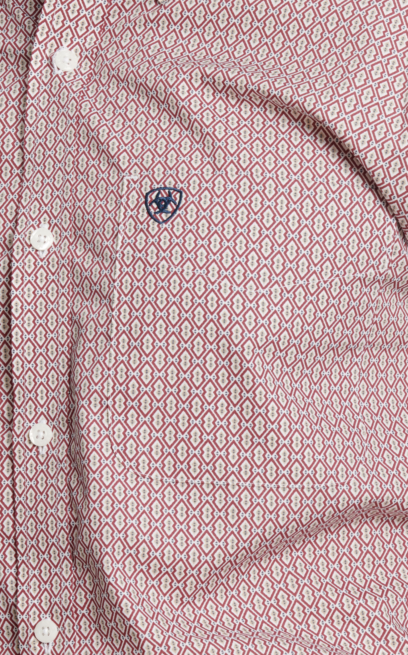 Ariat Men's Iven Red & Taupe Geo Print Western Shirt - Image 1