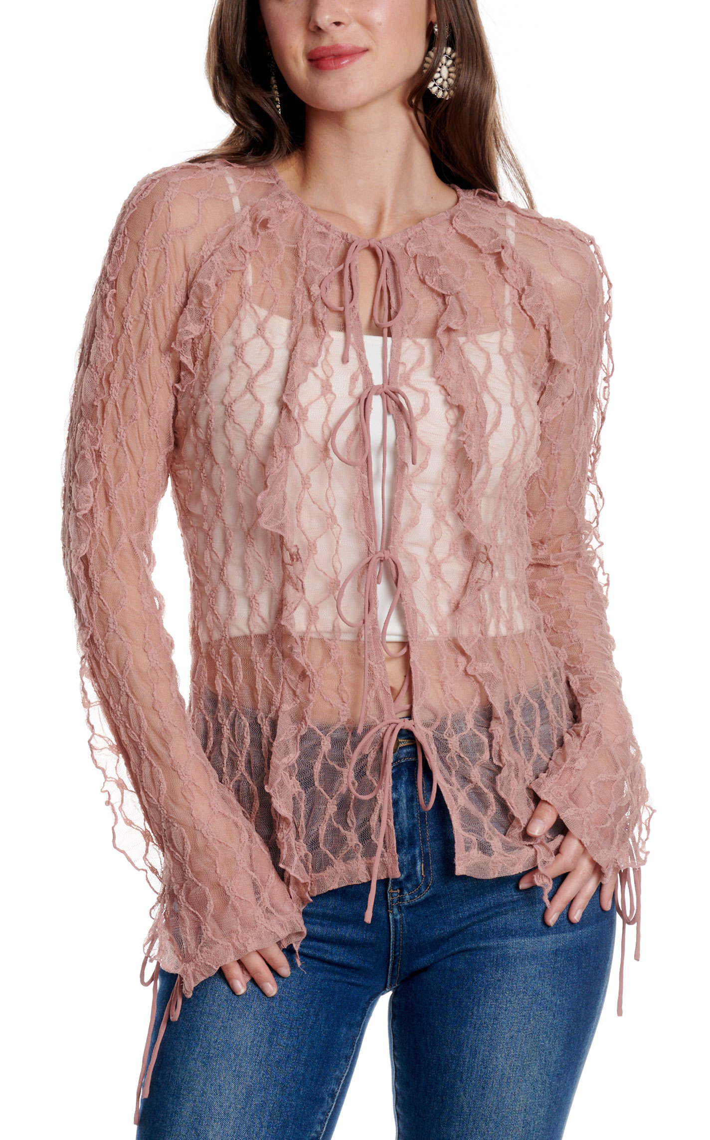 Blue B Women's Dusty Rose Allover Lace Top - Image 3