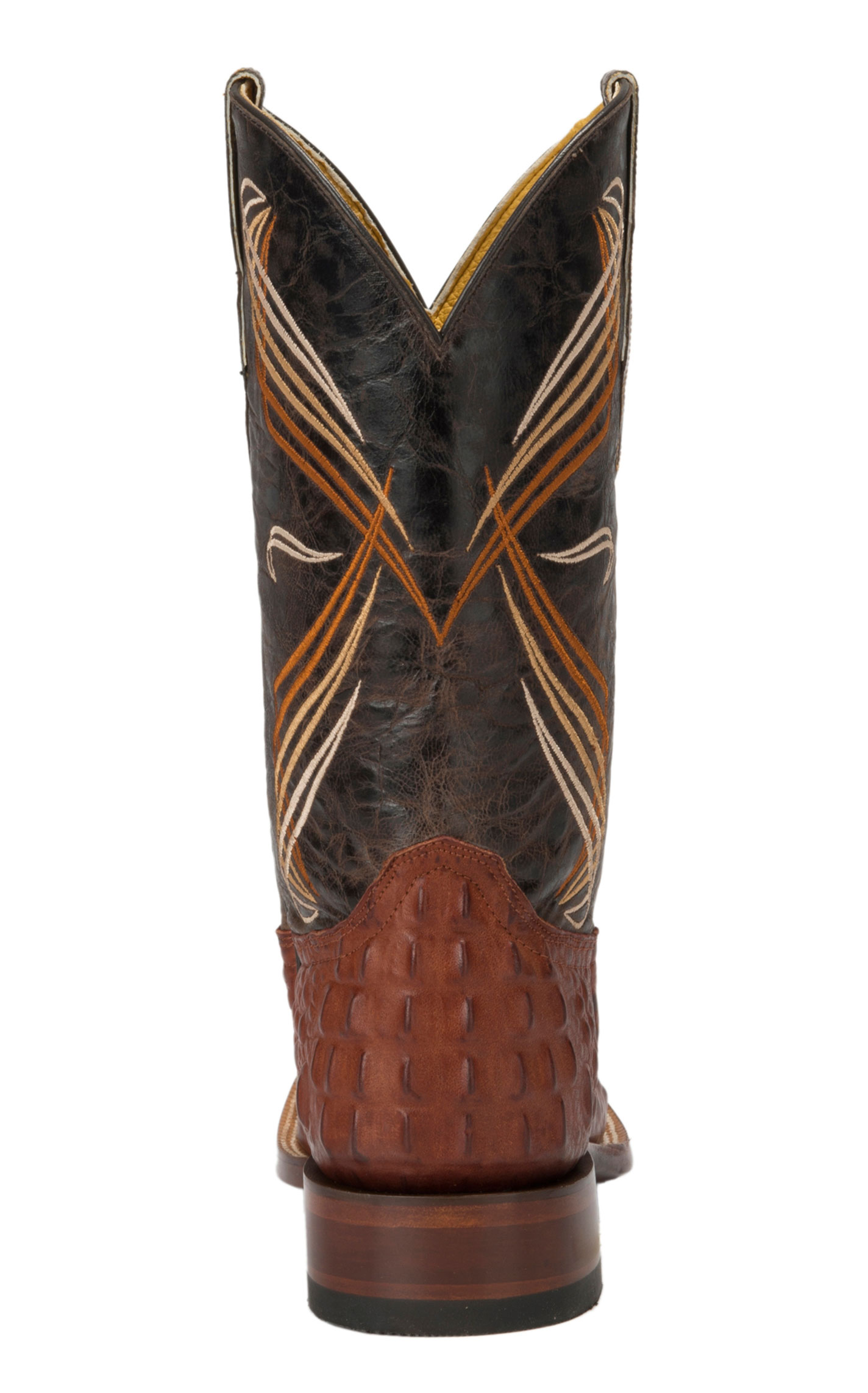 Cavender's Men's Cognac Hornback Caiman Print Square Toe Cowboy Boots - Image 1