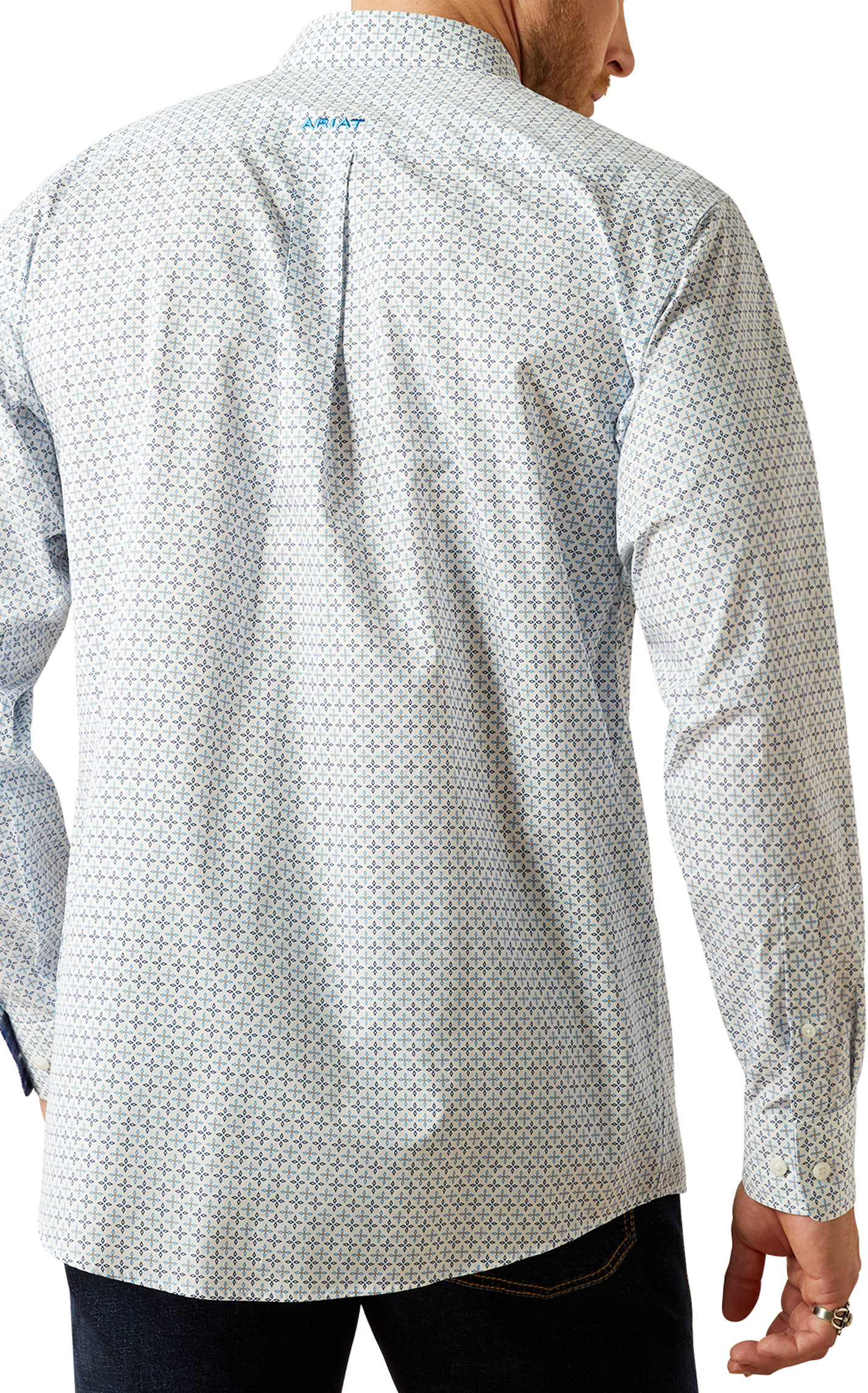 Ariat Men's Baker Navy & Blue Geo Print Western Shirt - Image 1