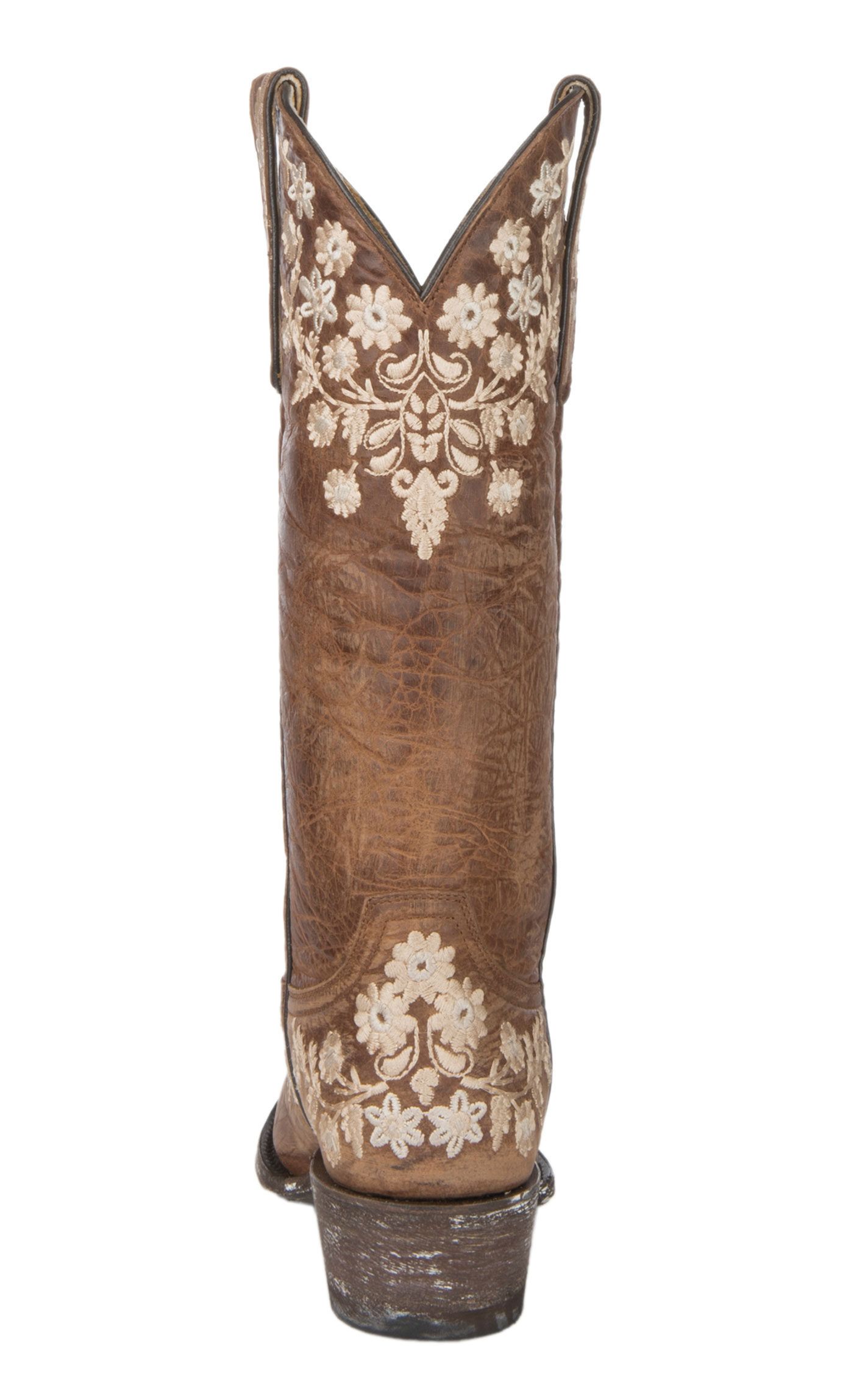 Cavender’s Women’s Chestnut Goatskin Embroidered Snip Toe Cowboy Boots - Image 1