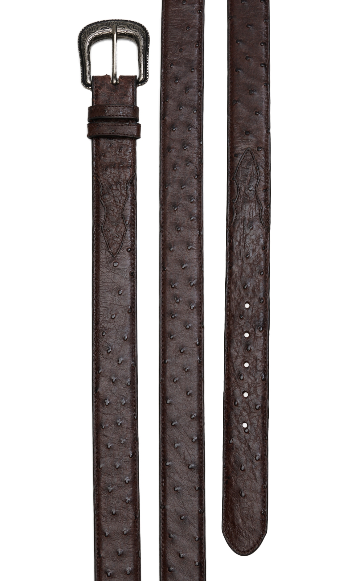 Cavender's Men's Kango Tobacco Brown Full Quill Ostrich Exotic Western Belt - Image 1