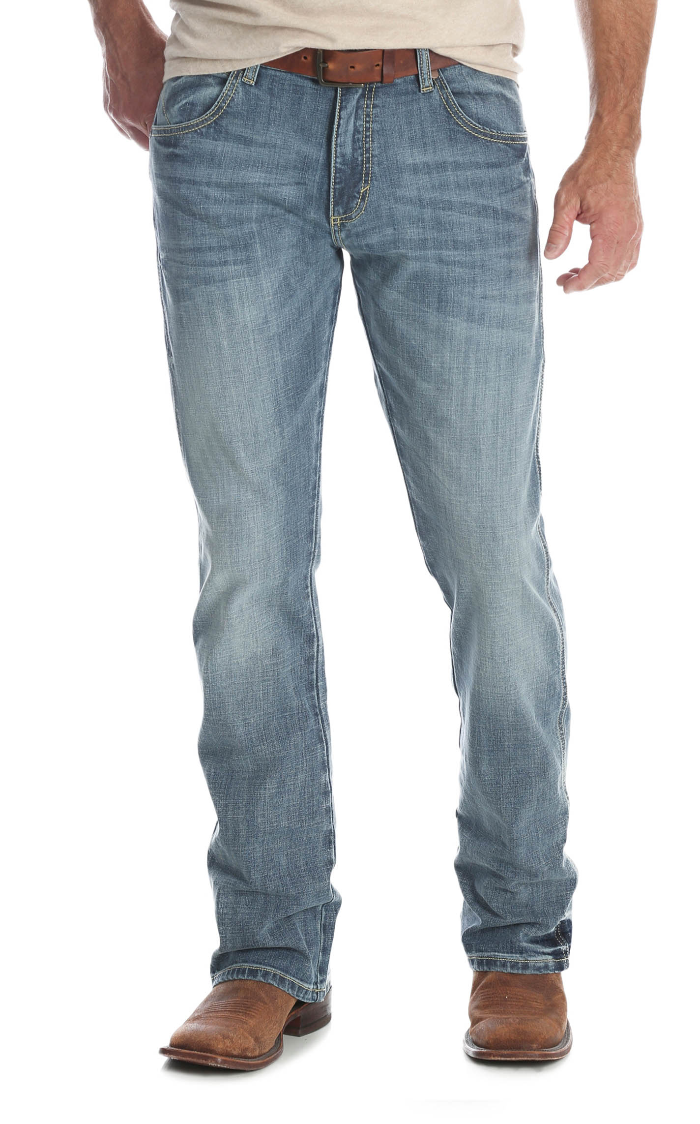 Wrangler Retro Men's Greely Light-Medium Wash Slim Fit Boot Cut Jeans - Tall - Image 1