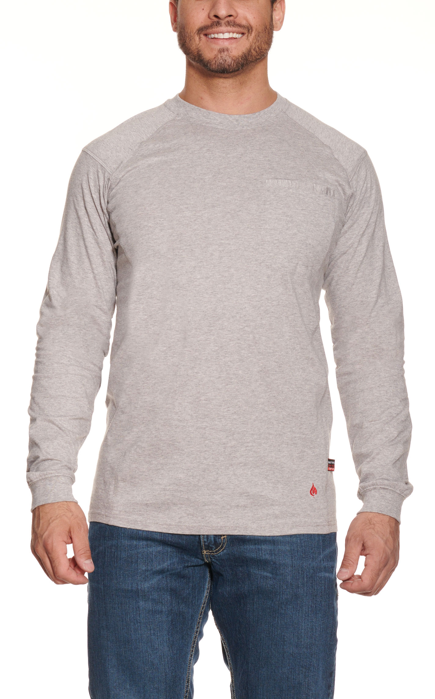 Forge Men's Gray Light Weight Long Sleeve FR Work T-Shirt - Image 1
