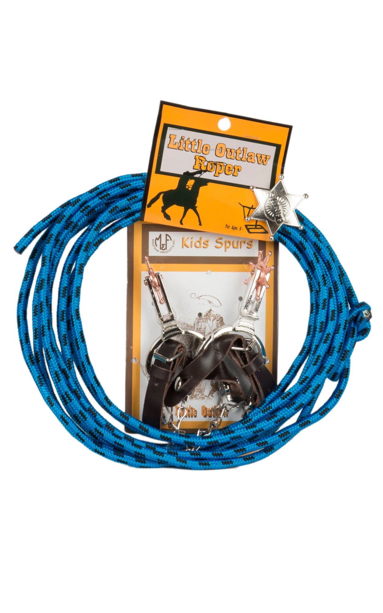 M&F Little Outlaw Kids Rope Spur & Badge Set 50108 - Image 1
