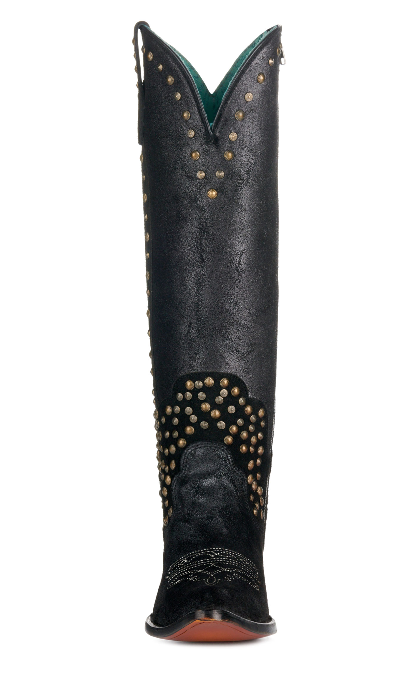 Corral Women's Black Metallized with Studs Pointed Toe Tall Cowboy Boots - Image 1