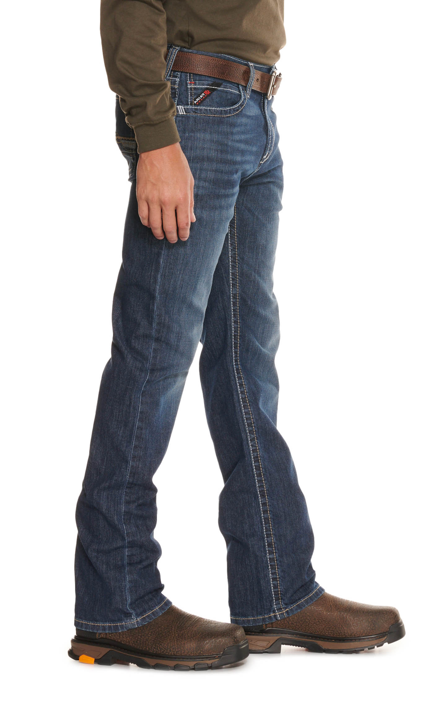Ariat Men's M7 Medium Wash Slim Fit DuraStretch Stackable Straight Leg FR Work Jeans - Image 1
