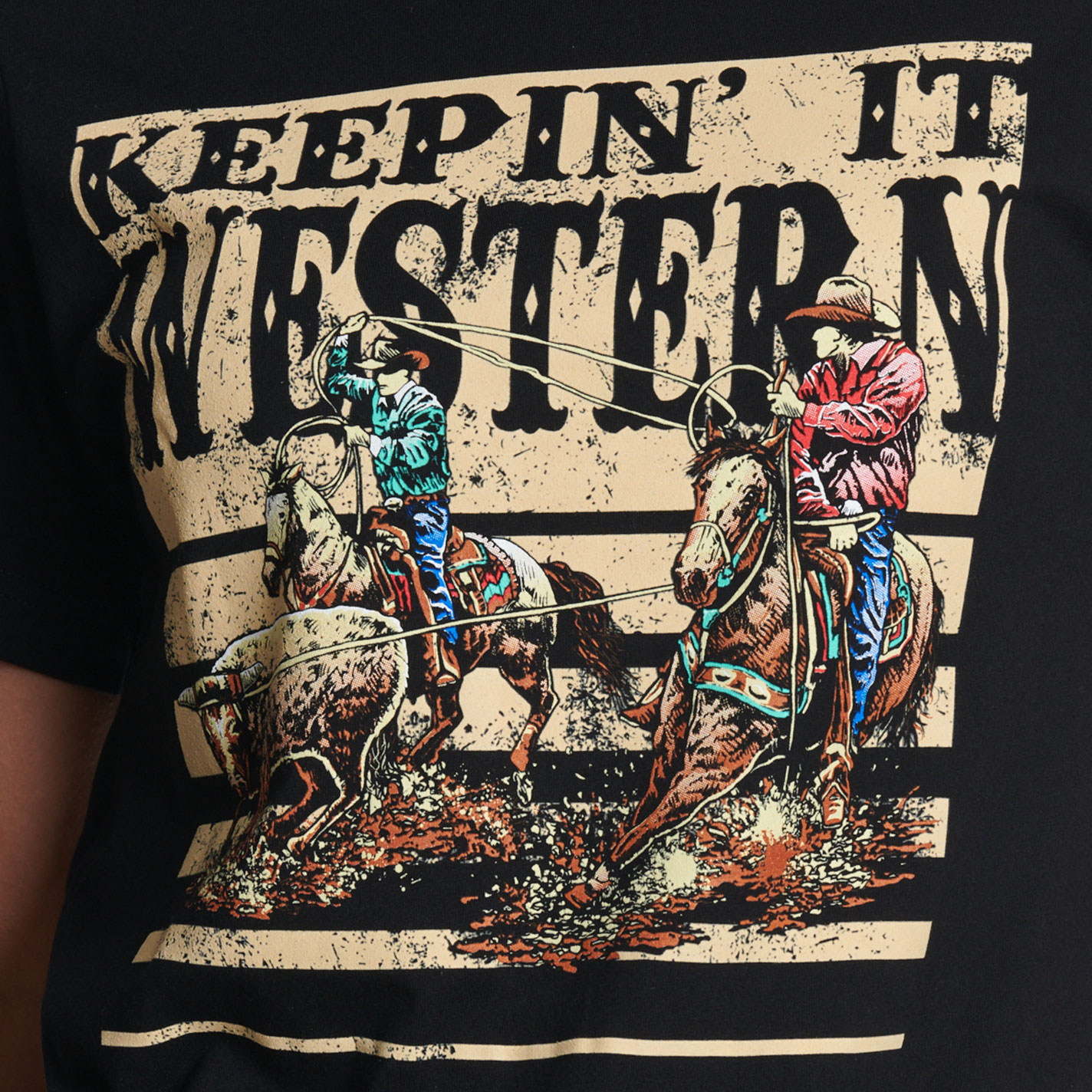Spirit to a Tee Women's Black Team Roper Graphic T-Shirt - Image 1