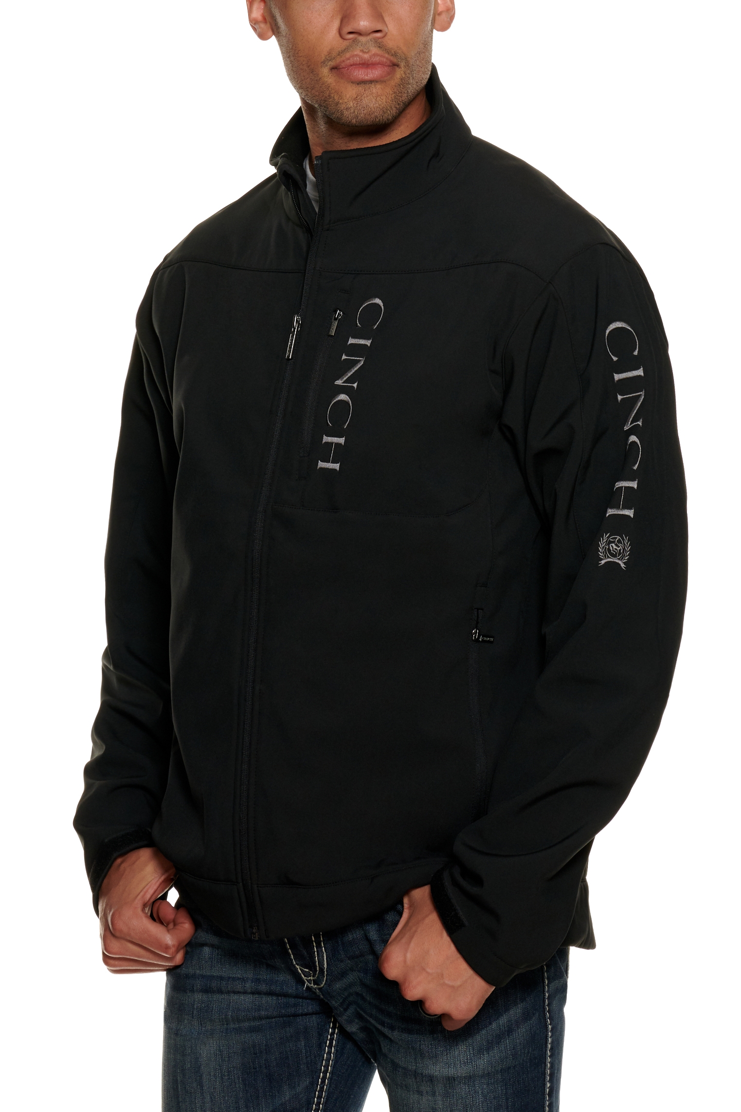 Cinch Men's Black & Gray Logo Concealed Carry Bonded Jacket - Image 1