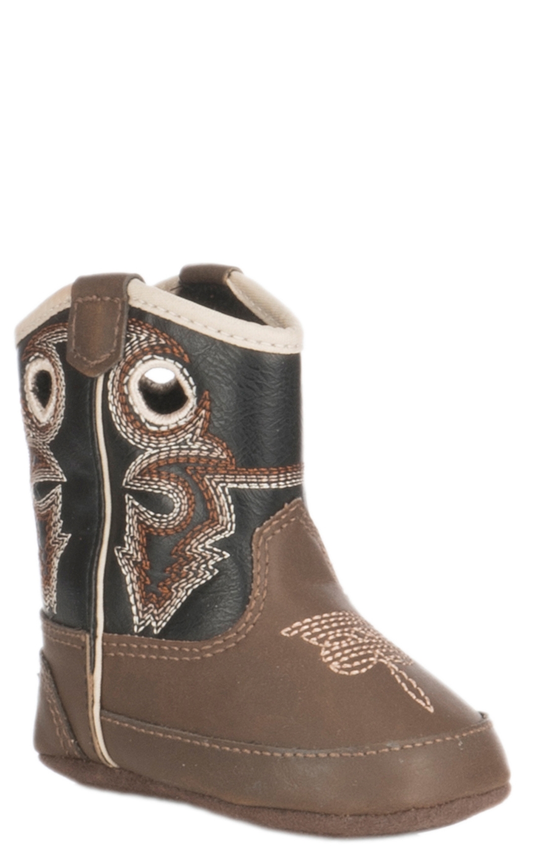 Double Barrel Infant Baby Bucker Brown and Black Western Booties - Image 1
