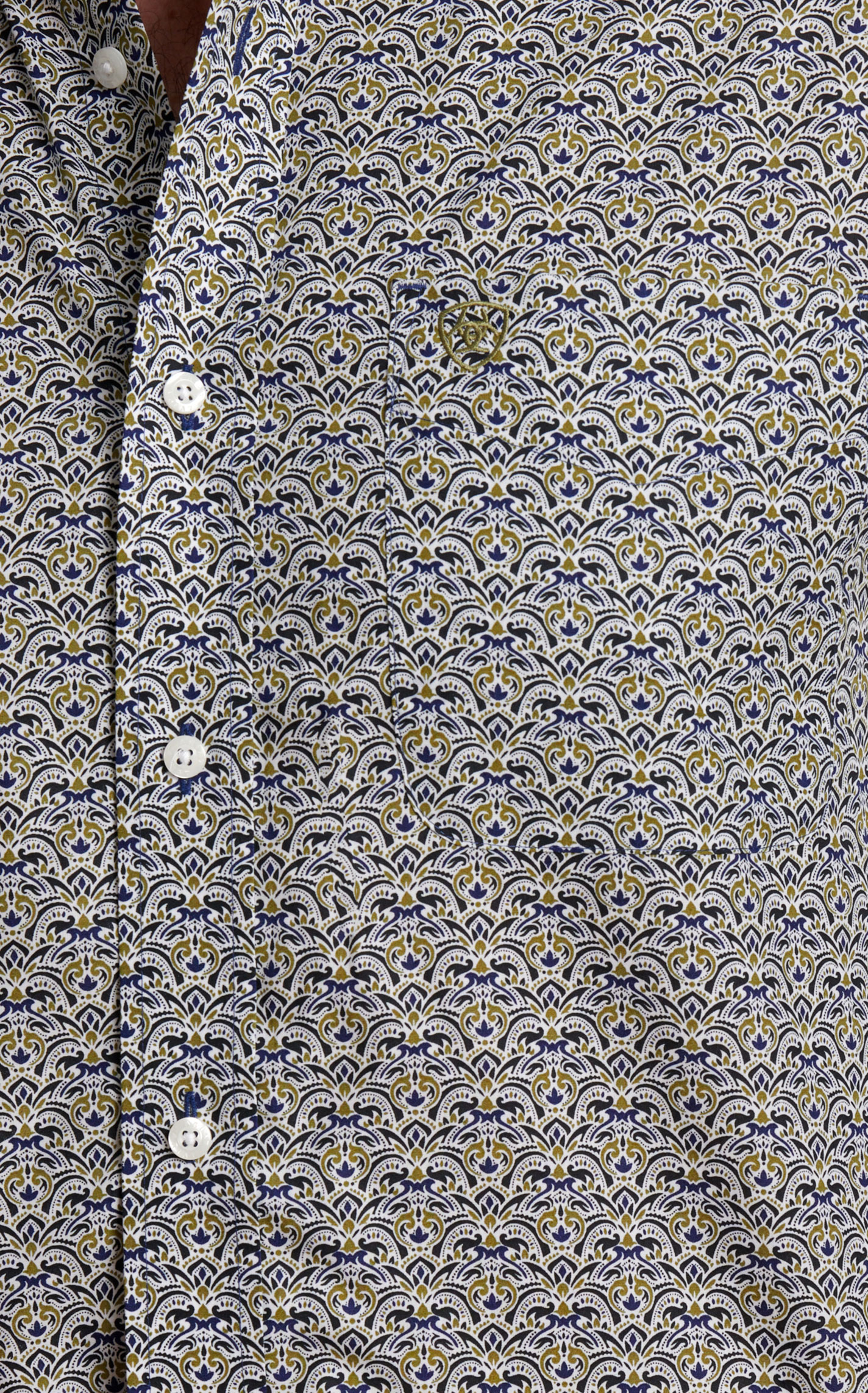 Ariat Men's Iver Navy & Olive Floral Print Western Shirt - Image 1