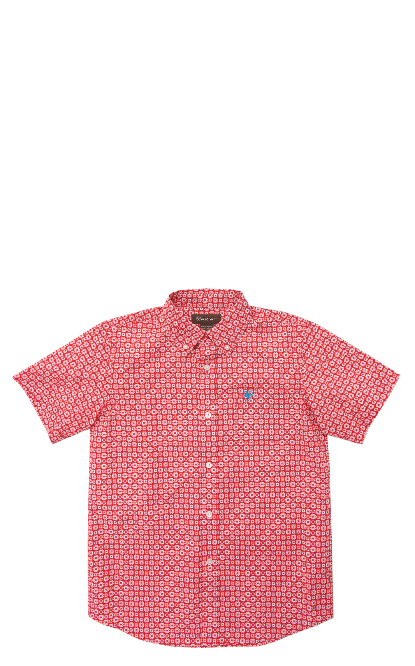 Ariat Boy's Fleetwood Molted Red Short Sleeve Shirt - Image 1