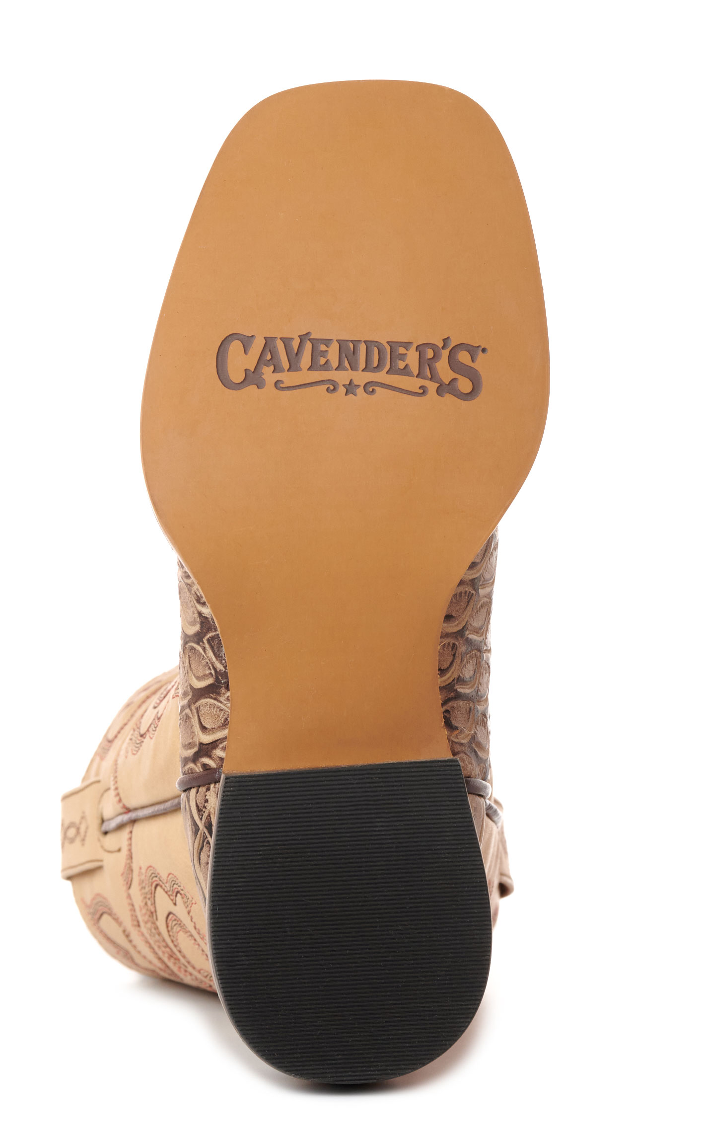Cavender's Youth Natural & Tan Pirarucu Print Wide Square Toe Cowboy Boots - Image 1