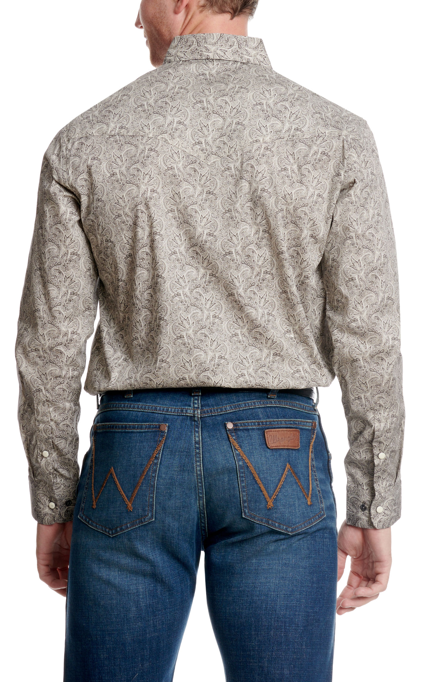 Rockin C Men's ProFlex45 Black & White Paisley Western Shirt - Image 1