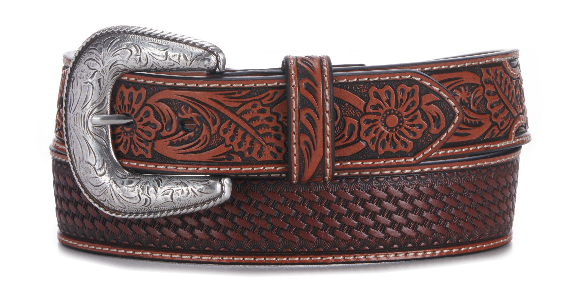 Ariat Men's Classic Basketweave Embroidered Western Belt - Image 1