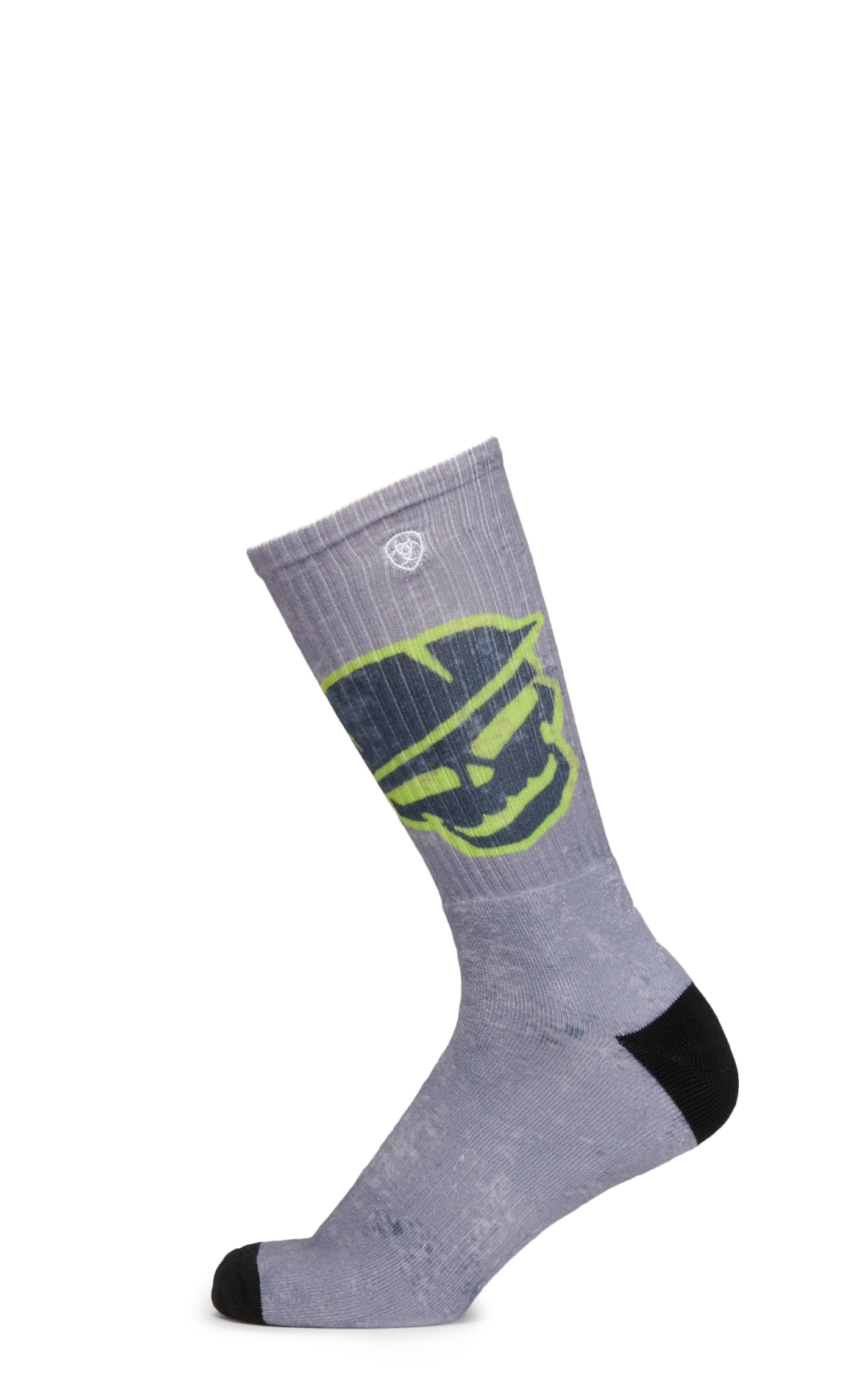 Ariat Men's Gray and Green Roughneck Skull Graphic 2-Pack Crew Socks (Large) - Image 1