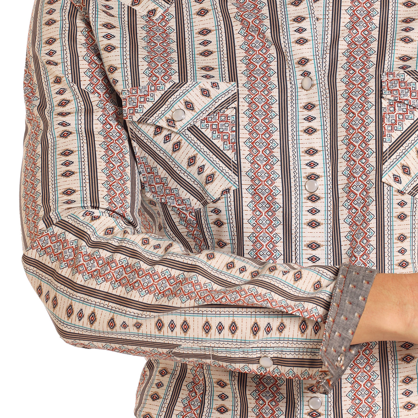 Panhandle Women's Colorful Aztec Striped Print Western Shirt - Image 1
