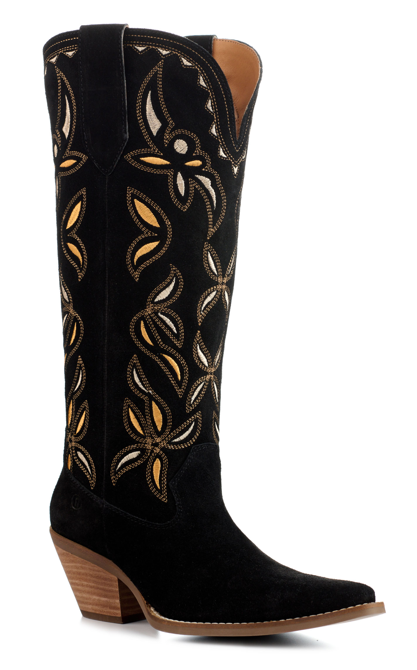Dingo Women's Bandelera Black Suede Snip Toe Tall Cowboy Boots - Image 1
