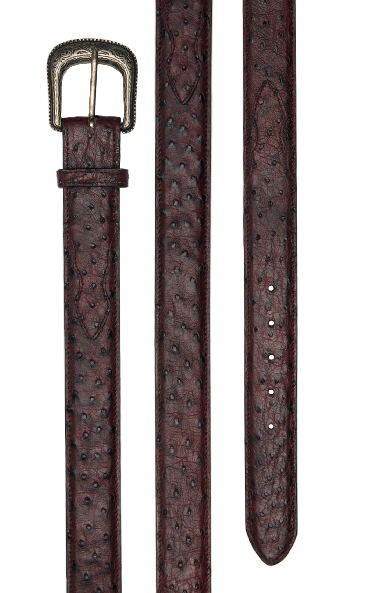 Cavender's Men's Black Cherry Full Quill Ostrich Exotic Western Belt - Image 1