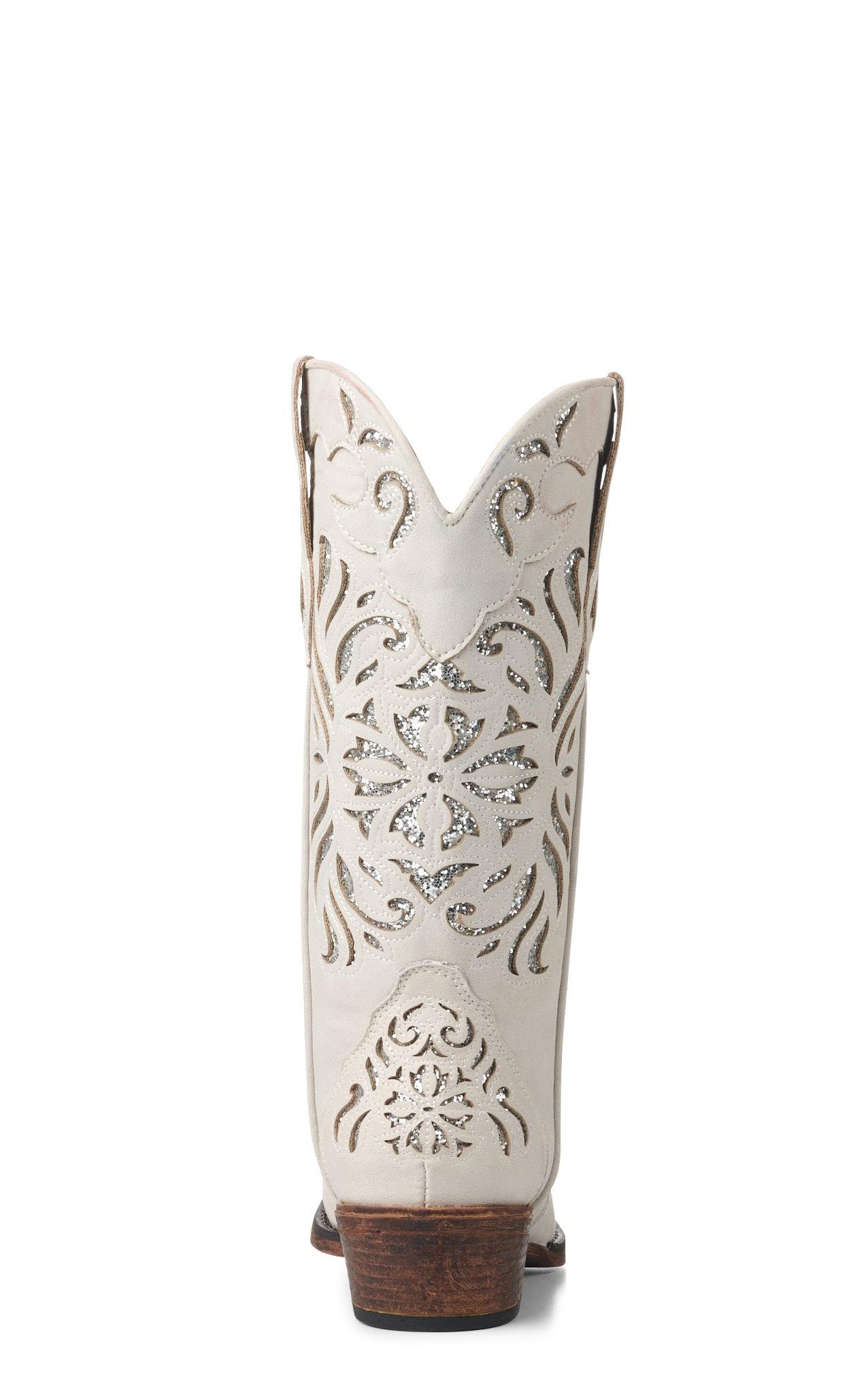 Roper Women's Riley Glitz White with Silver Glitter Inlay Snip Toe Cowboy Boots - Image 1