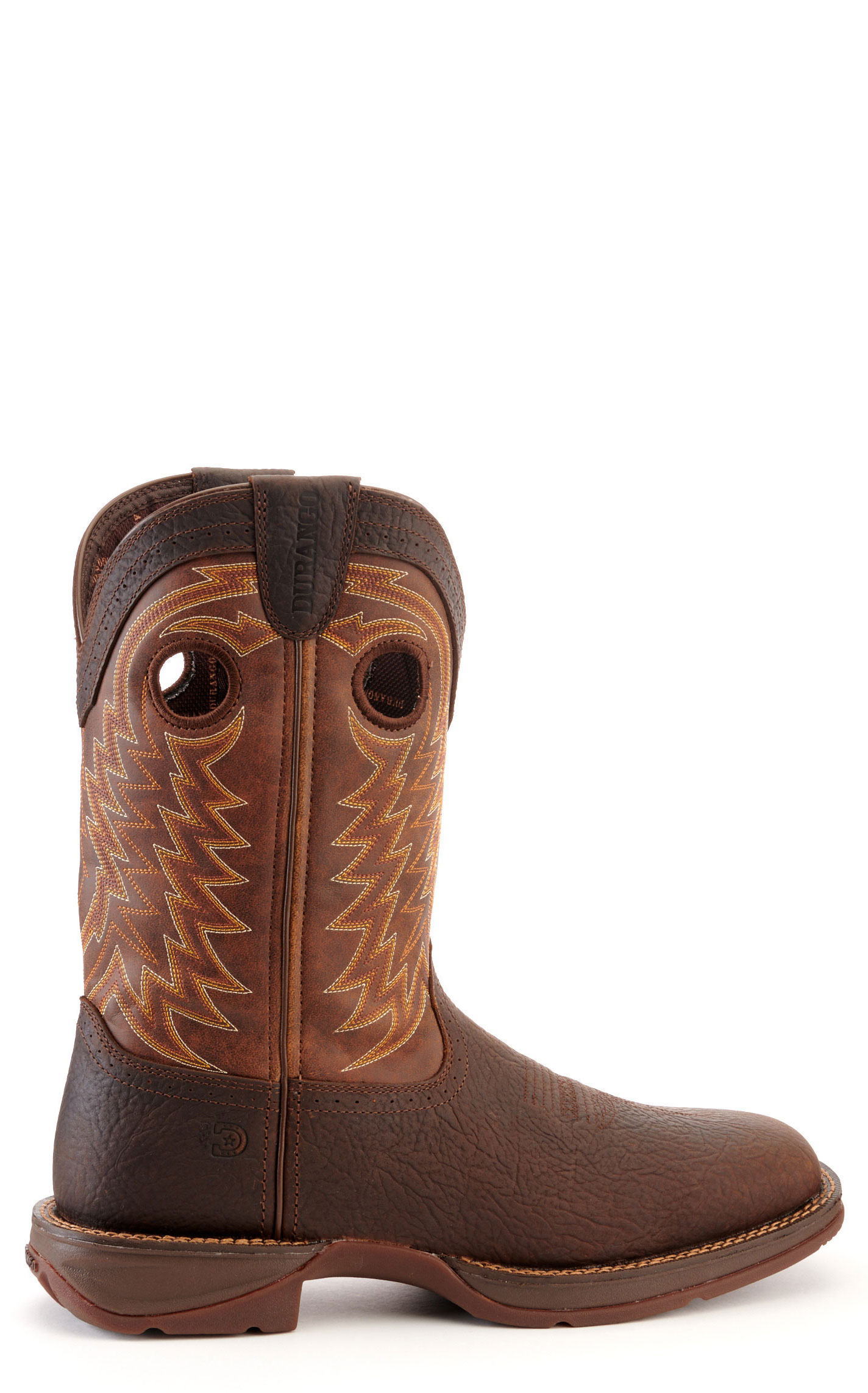 Durango Men's Rebel Dark Brown and Chestnut Wide Square Toe Cowboy Boots - Cavender's Exclusive - Image 1