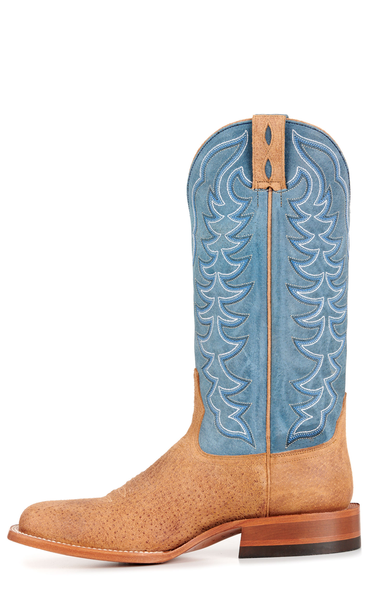 Cavender's Men's Sand Boar and Blue Wide Square Toe Cowboy Boots - Image 1