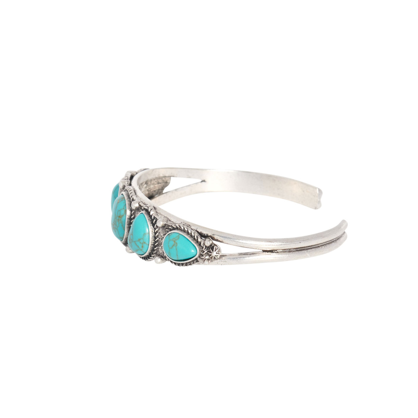 Rockin' C Silver & Turquoise Stone Cuff Bracelet - Image 1