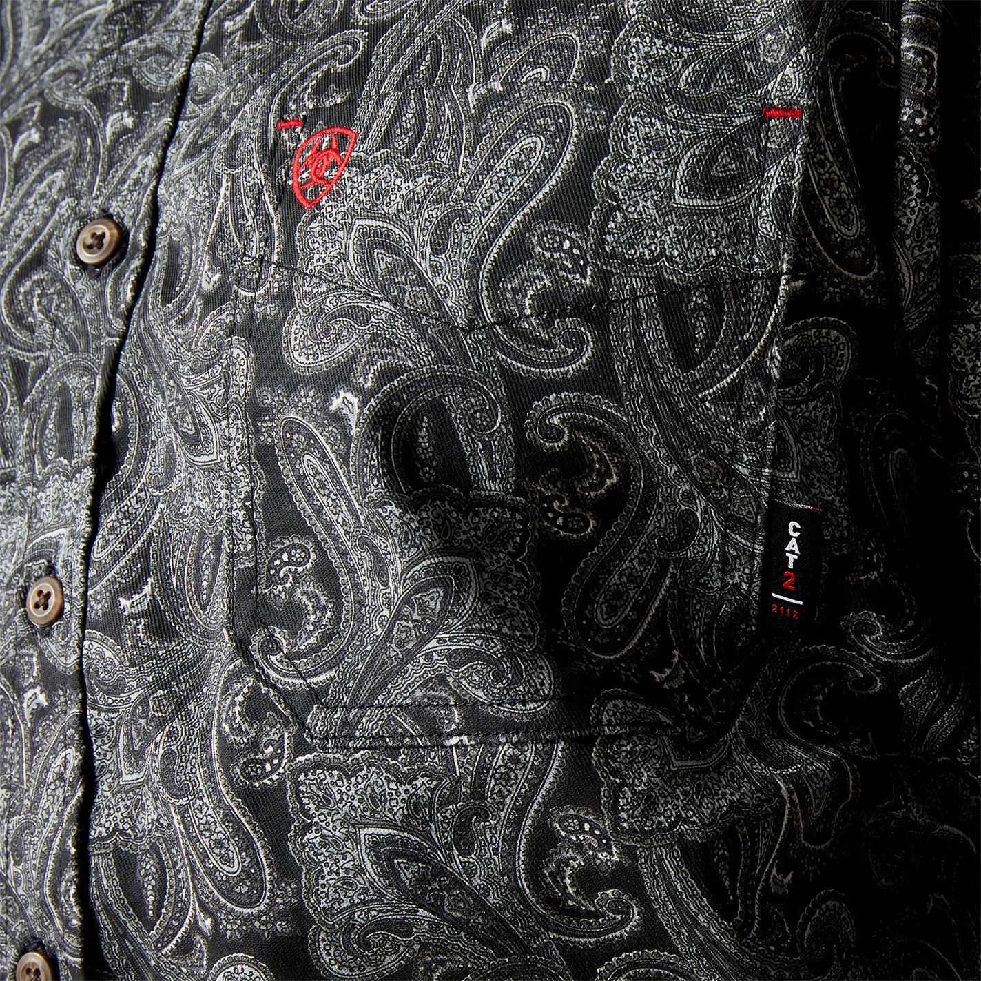 Ariat Men's FR Bogart Black Paisley Print Work Shirt - Image 1