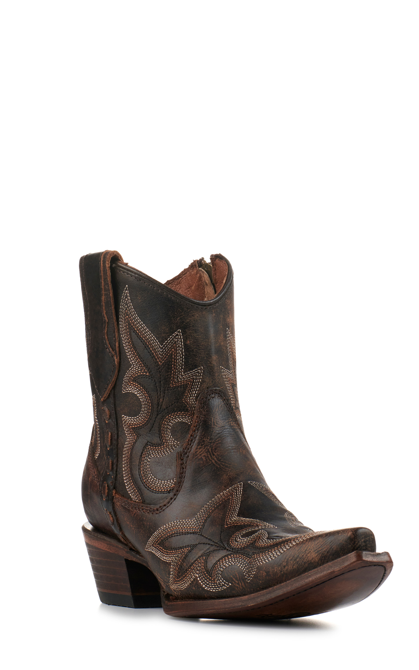 Circle G by Corral Women's Dark Brown Snip Toe Cowboy Booties - Image 1