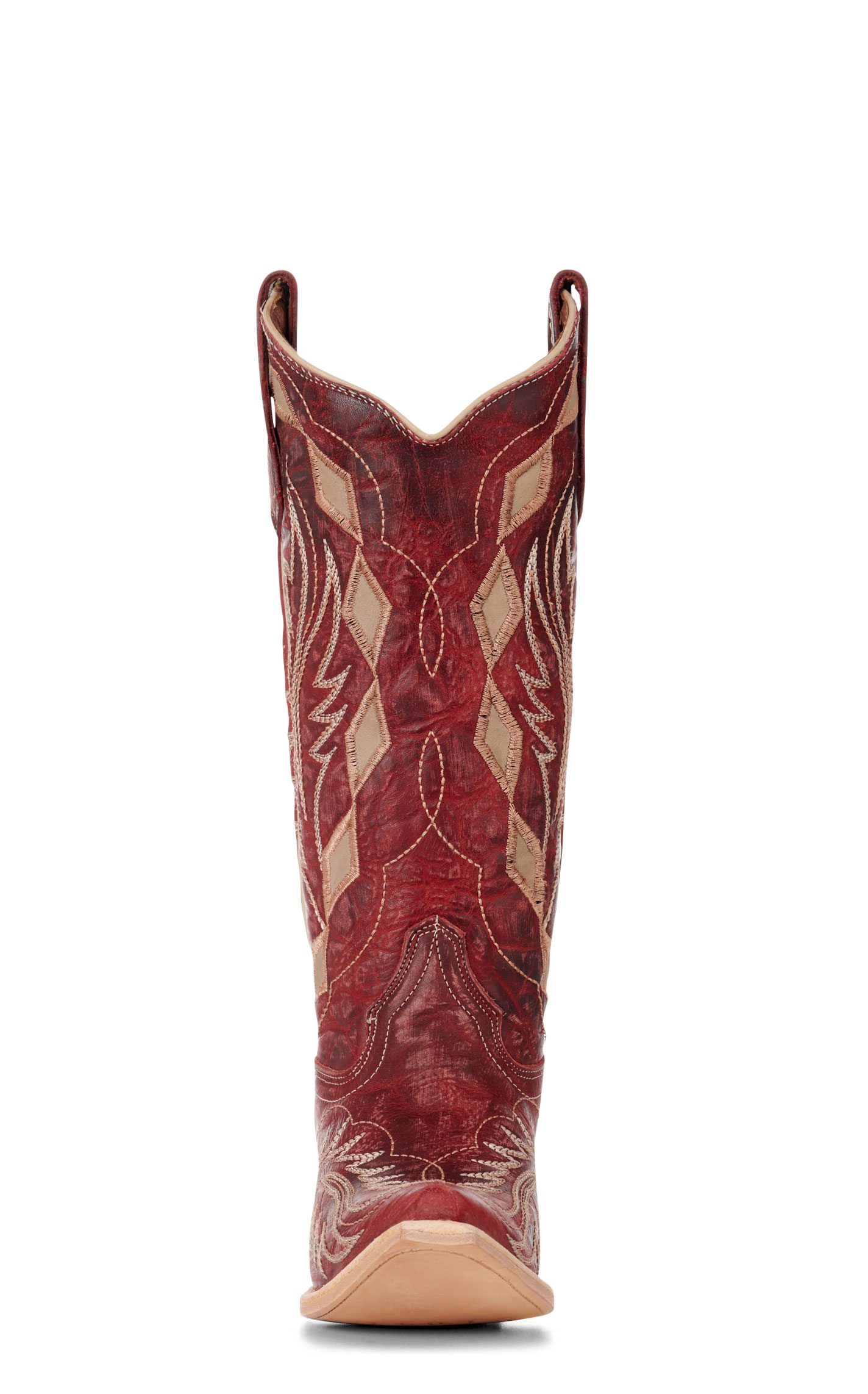 Circle G By Corral Women's Red & Sand Laser Stitched Snip Toe Cowboy Boots - Image 1