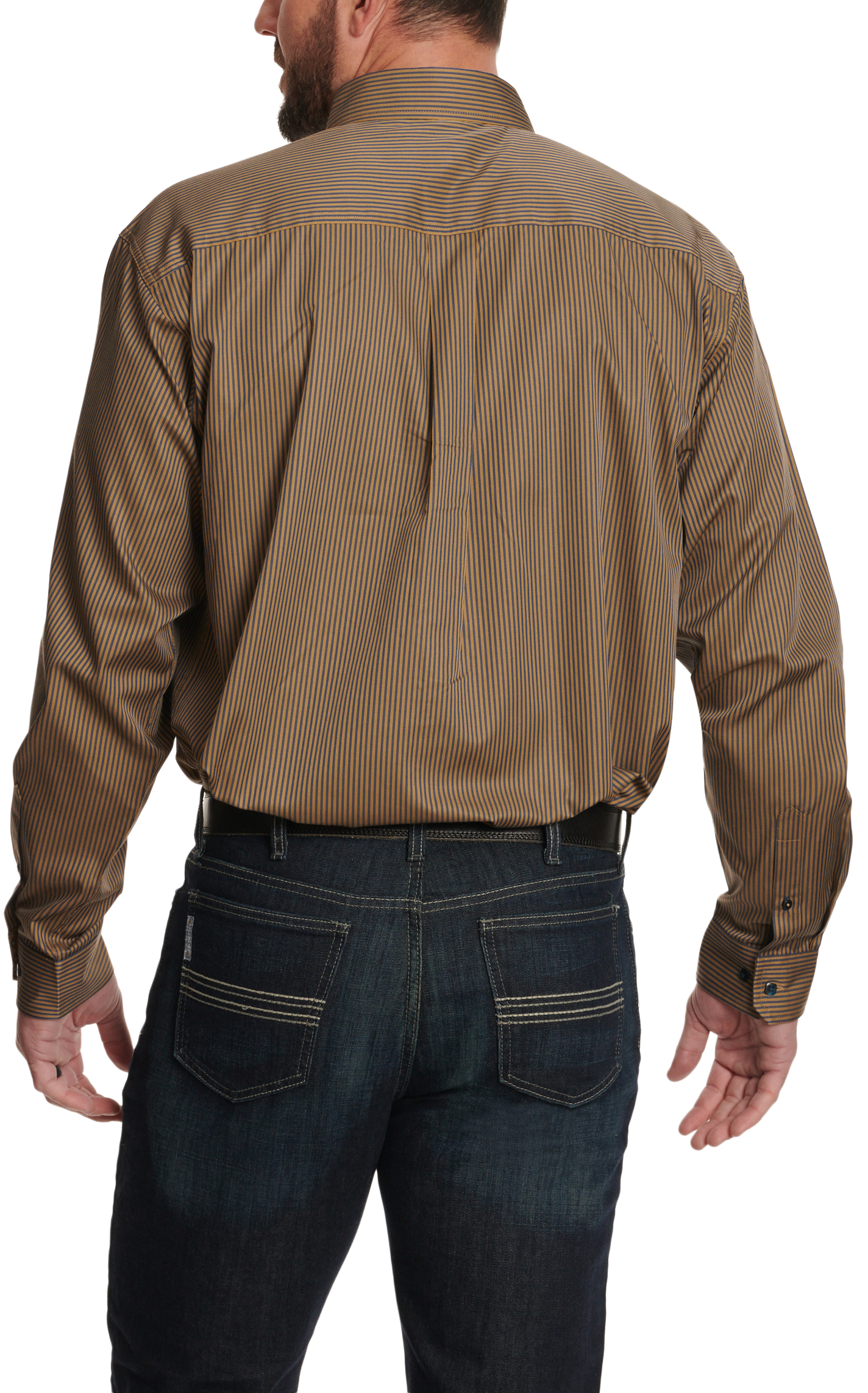 Cinch Men's Navy & Coffee TENCEL™ Striped Print Western Shirt - Image 1