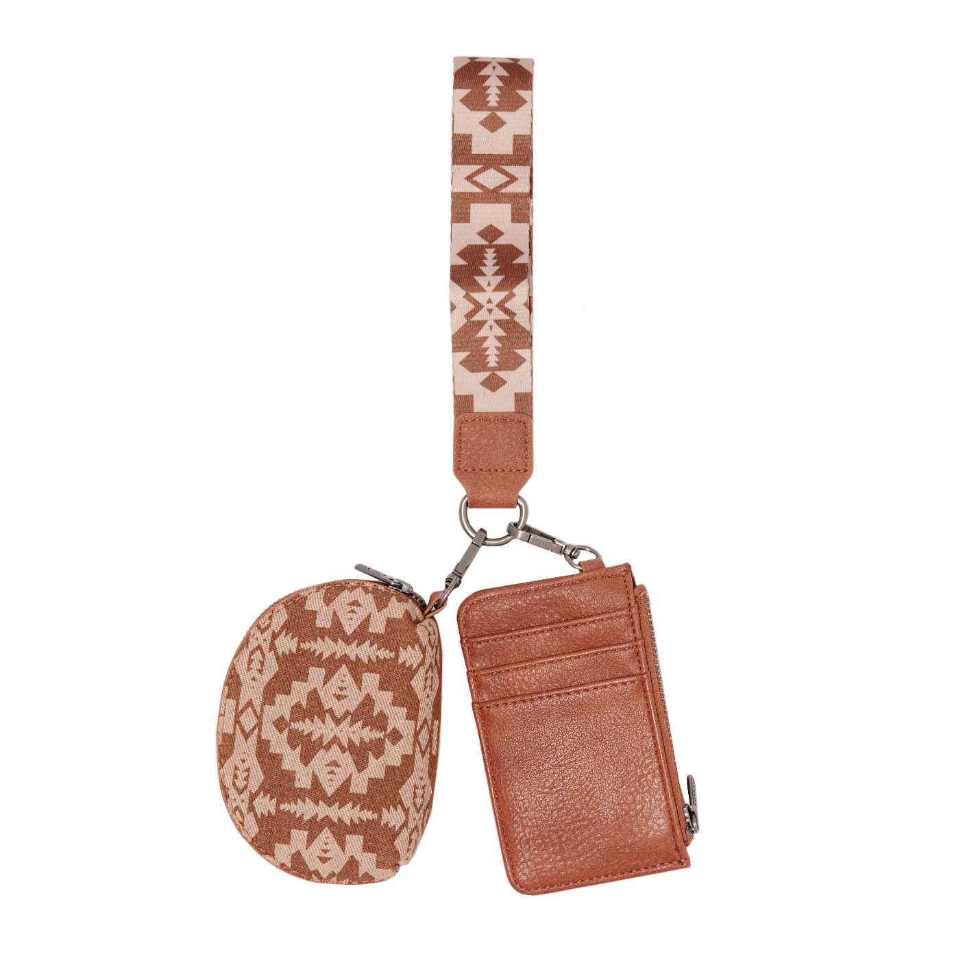 Wrangler Aztec Print Pouch & Light Brown Card Wristlet Wallet - Image 2