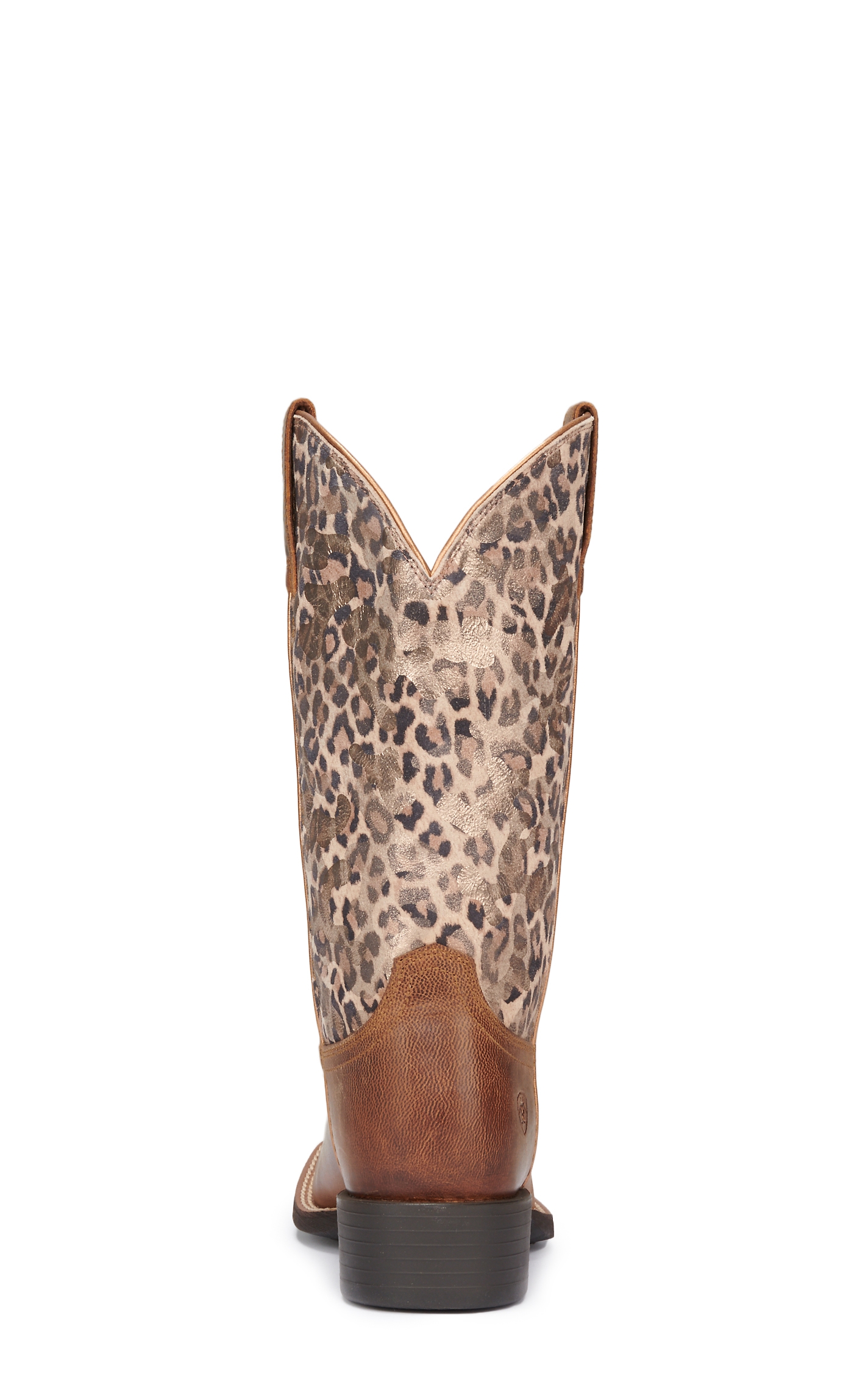Ariat Women's Round Up Pearl Brown and Metallic Leopard Wide Square Toe Cowboy Boots - Image 1
