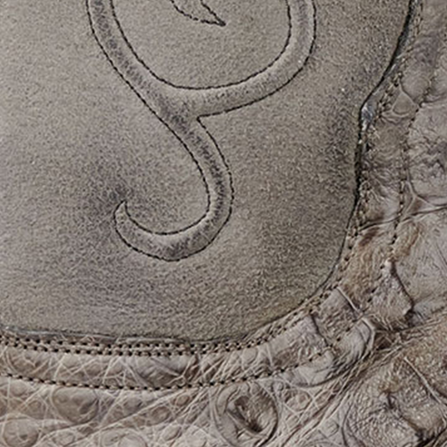 Black Jack Men's Burnished and Dark Gray Caiman Hornback Wide Square Toe Exotic Cowboy Boots - Image 1