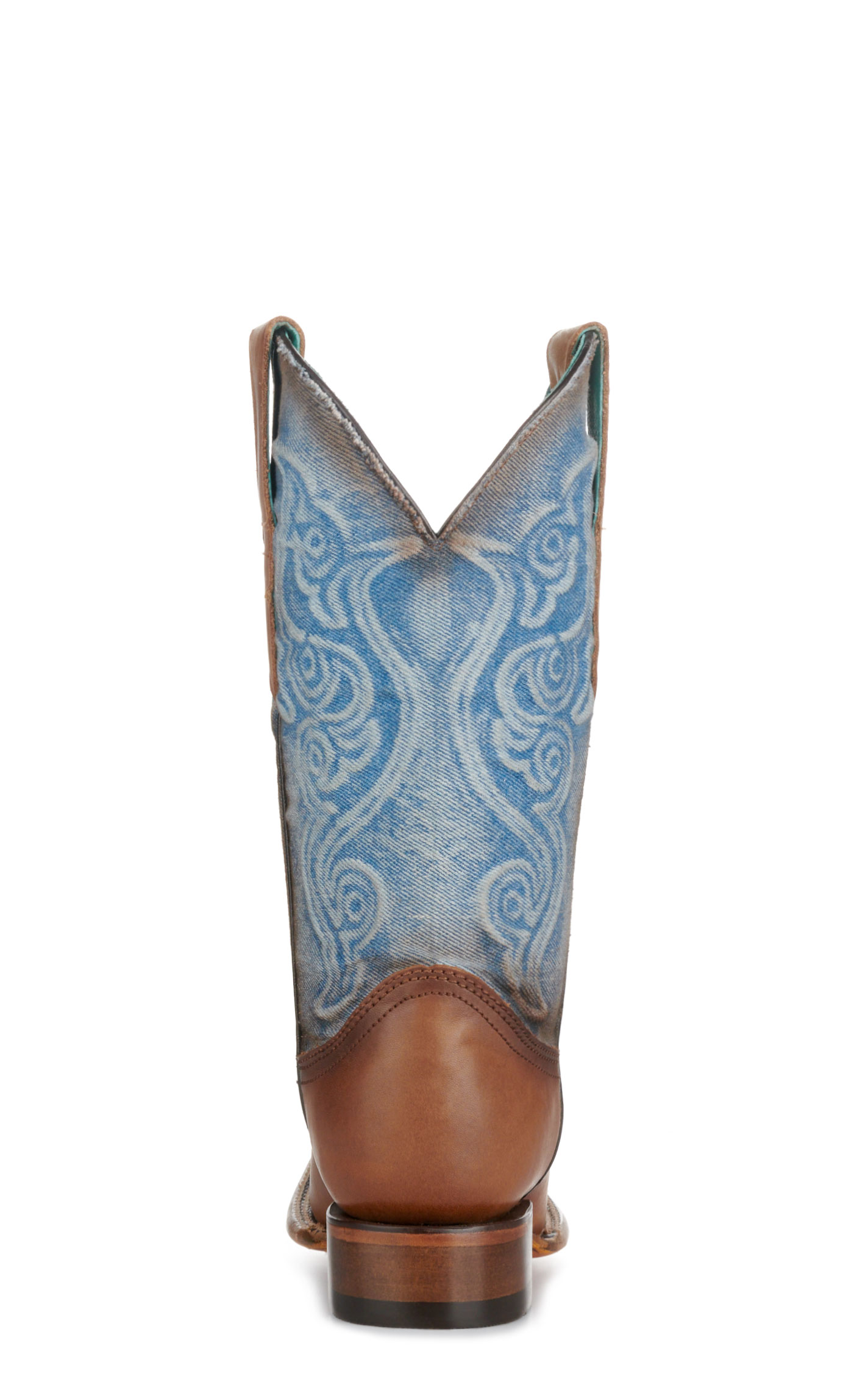 Corral Women's Light Denim and Saddle Brown Square Toe Cowboy Boots - Image 1