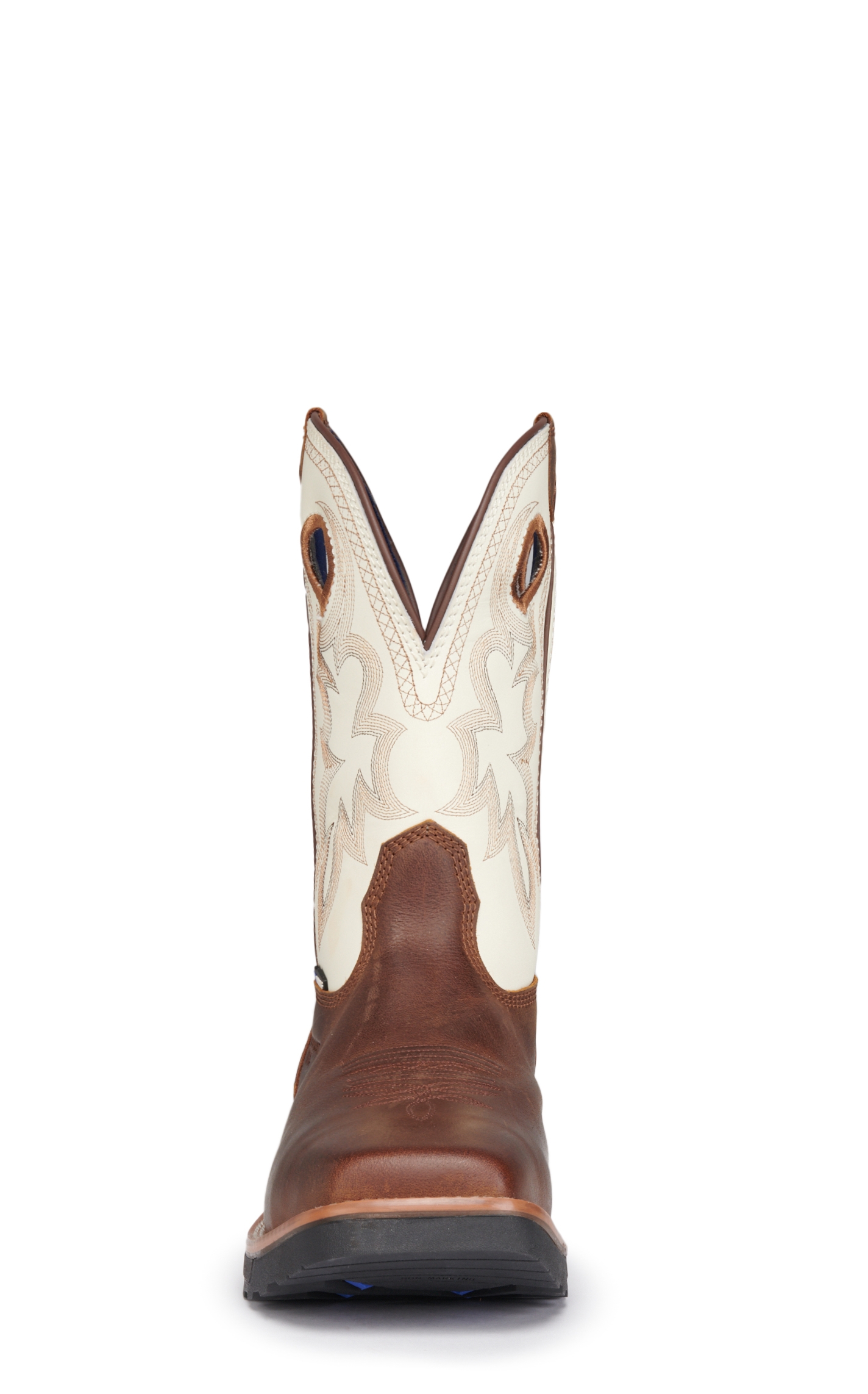 Tony Lama Men's Fireball Brown and White Waterproof Wide Square Composite Toe Work Boots - Image 1
