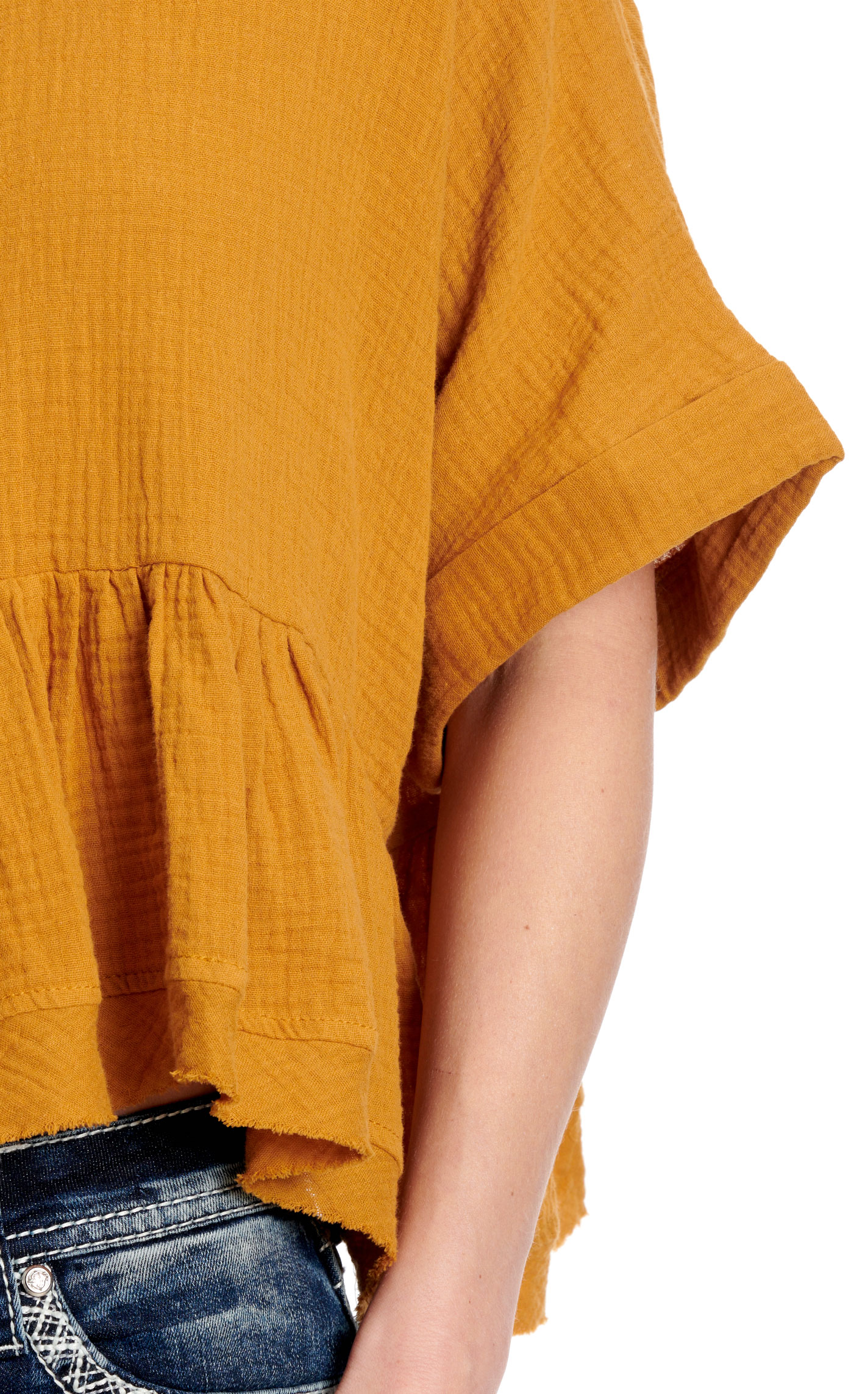 Newbury Kustom Women's Dark Honey Mustard Textured Top - Image 1