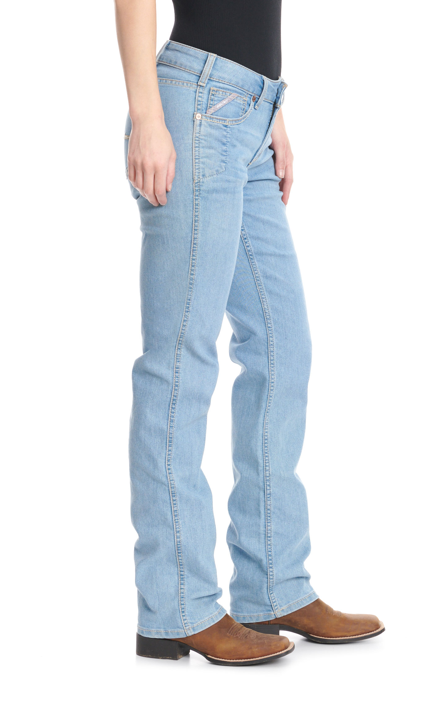 Ariat Rebar Women's DuraStretch Riveter Coldwater Light Wash Perfect Rise Straight Leg Work Jeans - Image 1