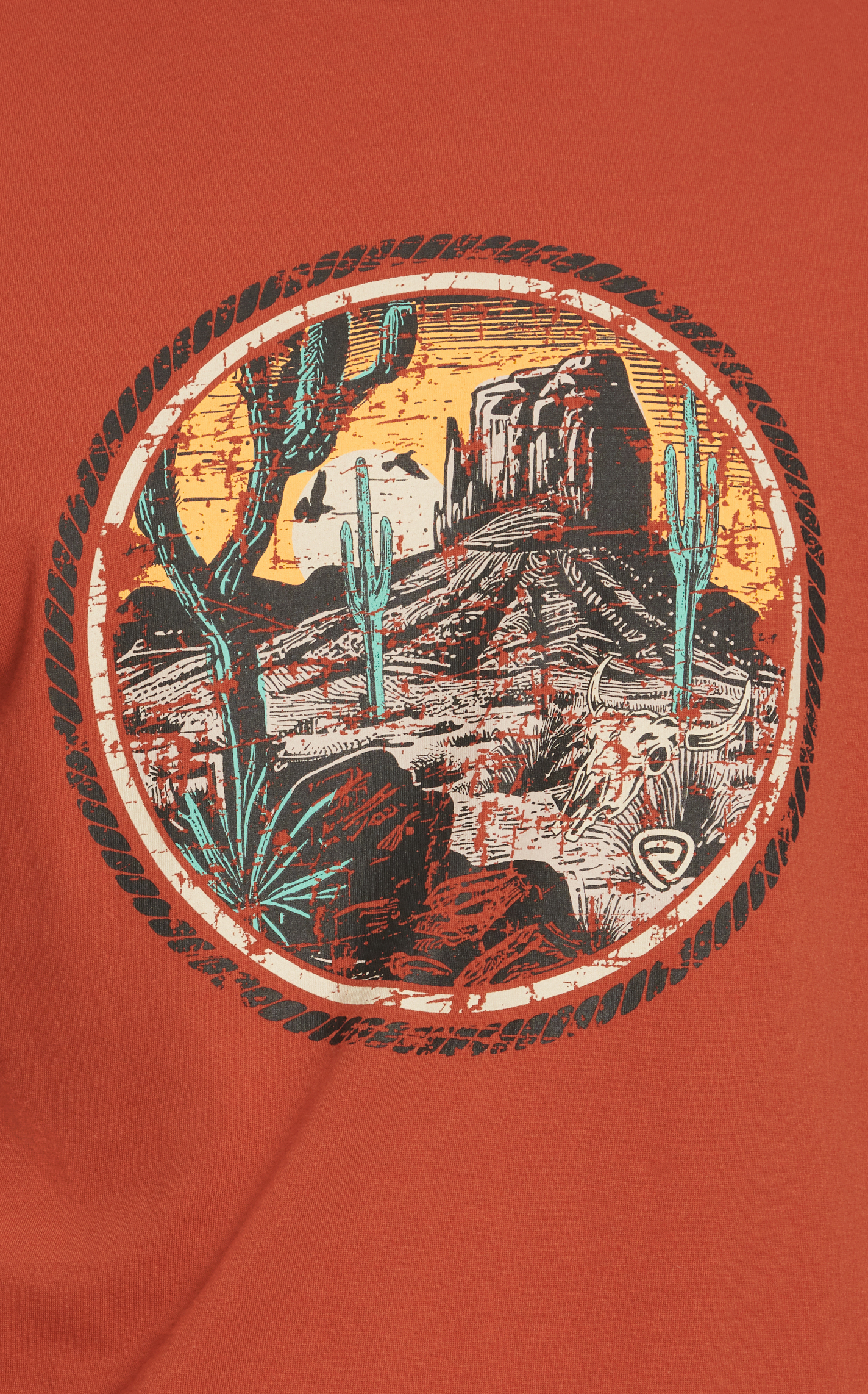 Rock & Roll Denim Dark Rust & Western Desert Graphic Short Sleeve T-Shirt - Image 1