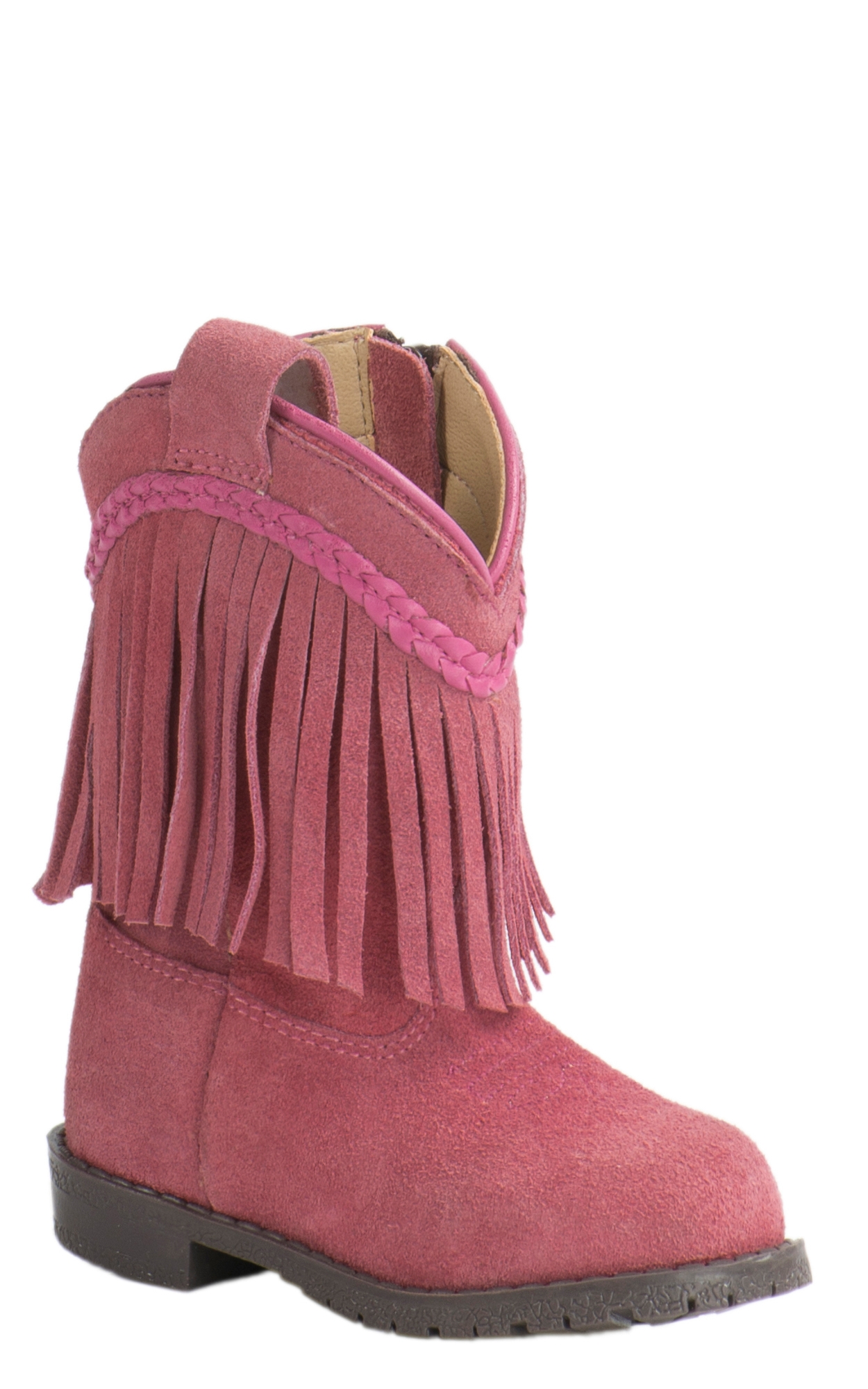 Smoky Mountain Toddler Pink Suede with Fringe Round Toe Cowboy Boots - Image 1