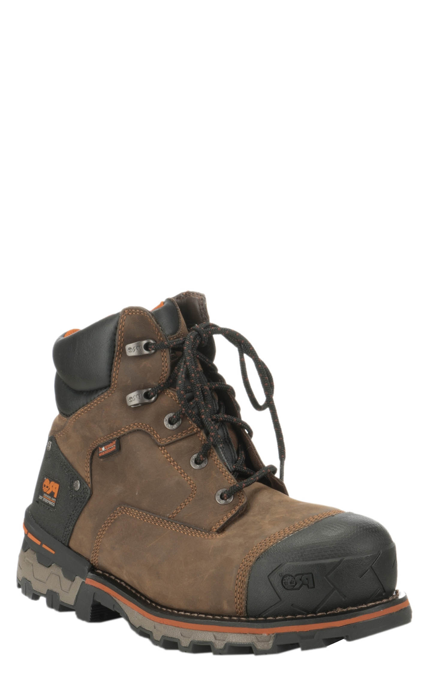 Timberland PRO Men's Boondock Brown Waterproof Round Composite Toe Lace Up Work Boot - Image 1
